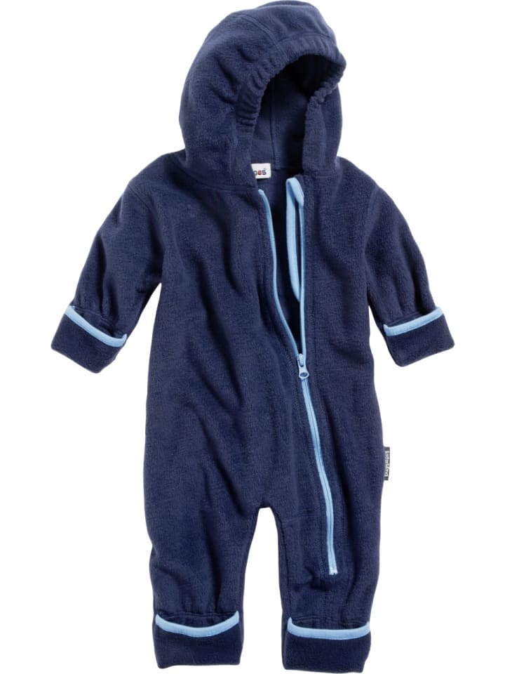 Playshoes Fleece-Overall farblich abgesetzt in Marine günstig kaufen