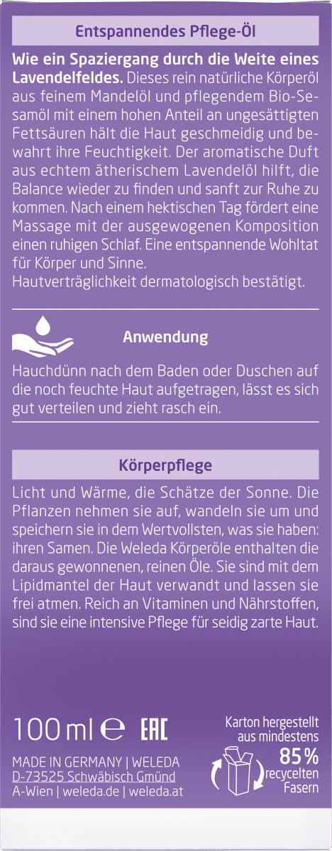 Körperöl Lavendel-Entspannungs-Öl, 100 ml