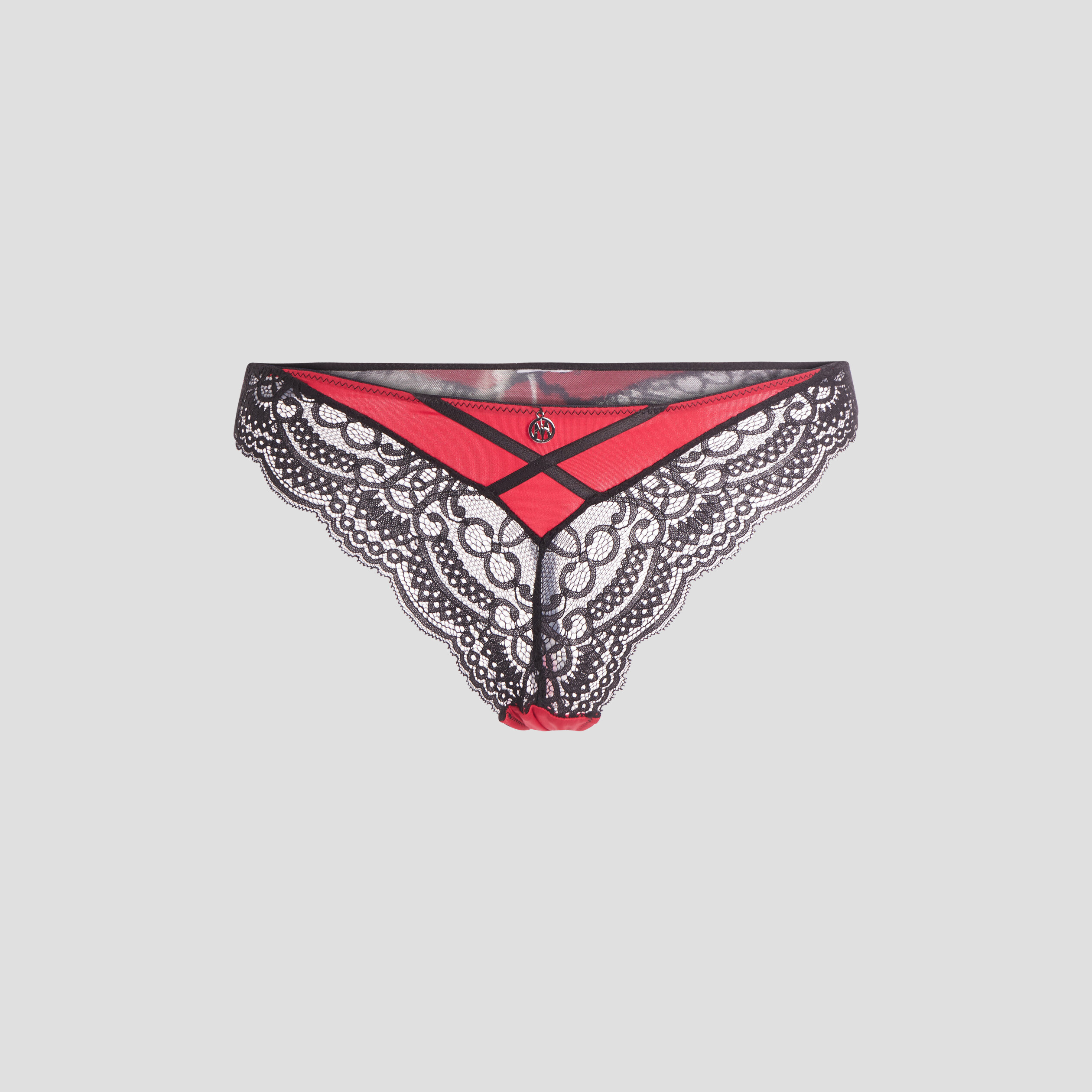 String avec micro dentelle rouge femme | La Halle