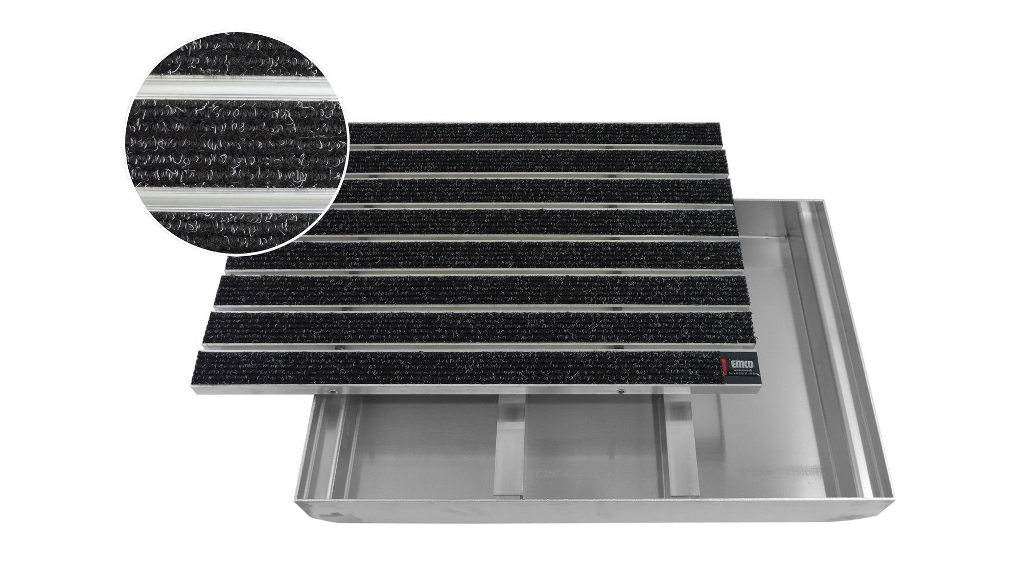 Fußmatte EMCO Eingangsmatte DIPLOMAT Large Rips anthrazit + ALU Bodenwanne Fußmatte Schuhabstreifer Fußabstreifer, Emco, rechteckig, Höhe: 80 mm, für den Innenbereich und überdachten Außenbereich