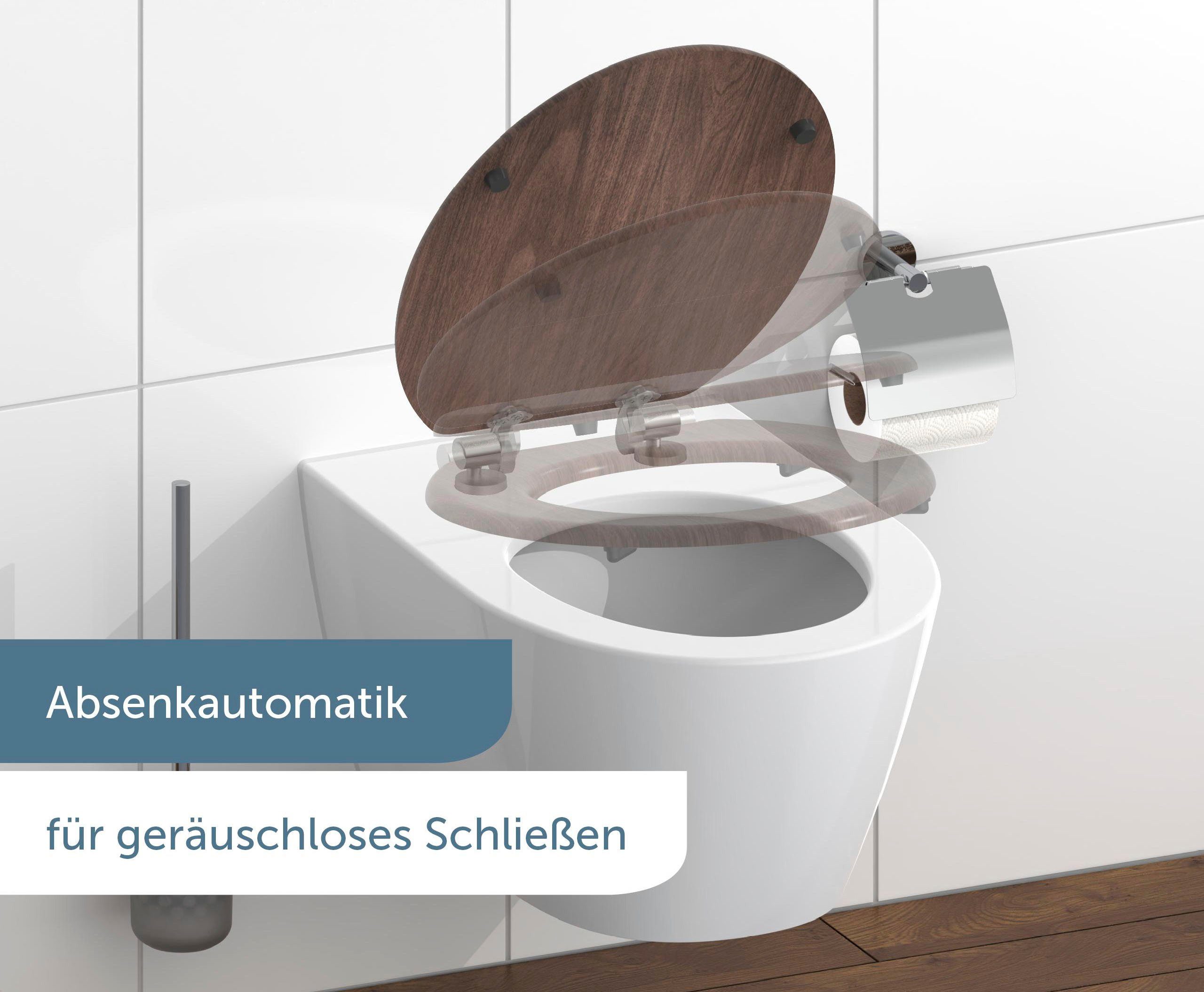 Schütte WC-Sitz DARK WOOD, mit Absenkautomatik und MDF-Holzkern