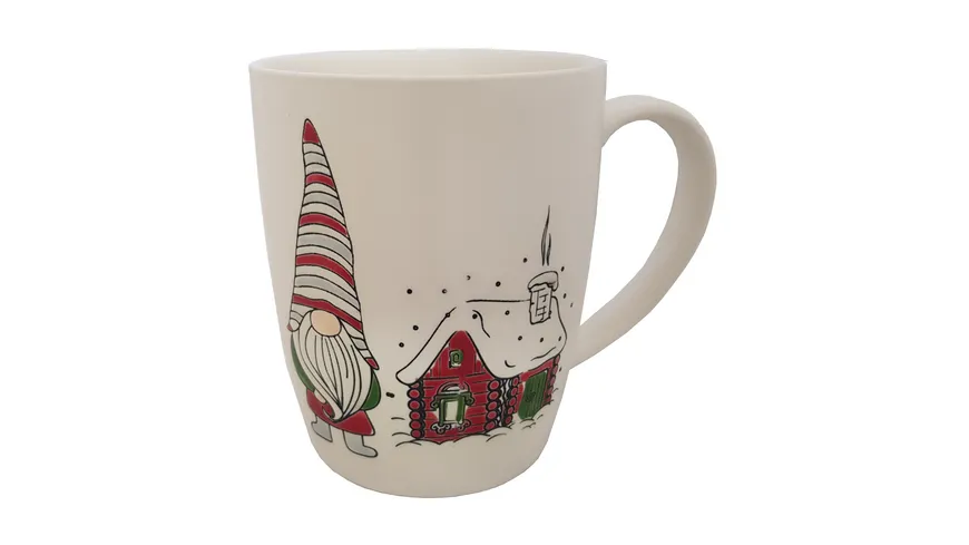 TRENDSHOP Tasse X-MAS Wichtel mit Haus 0,3l