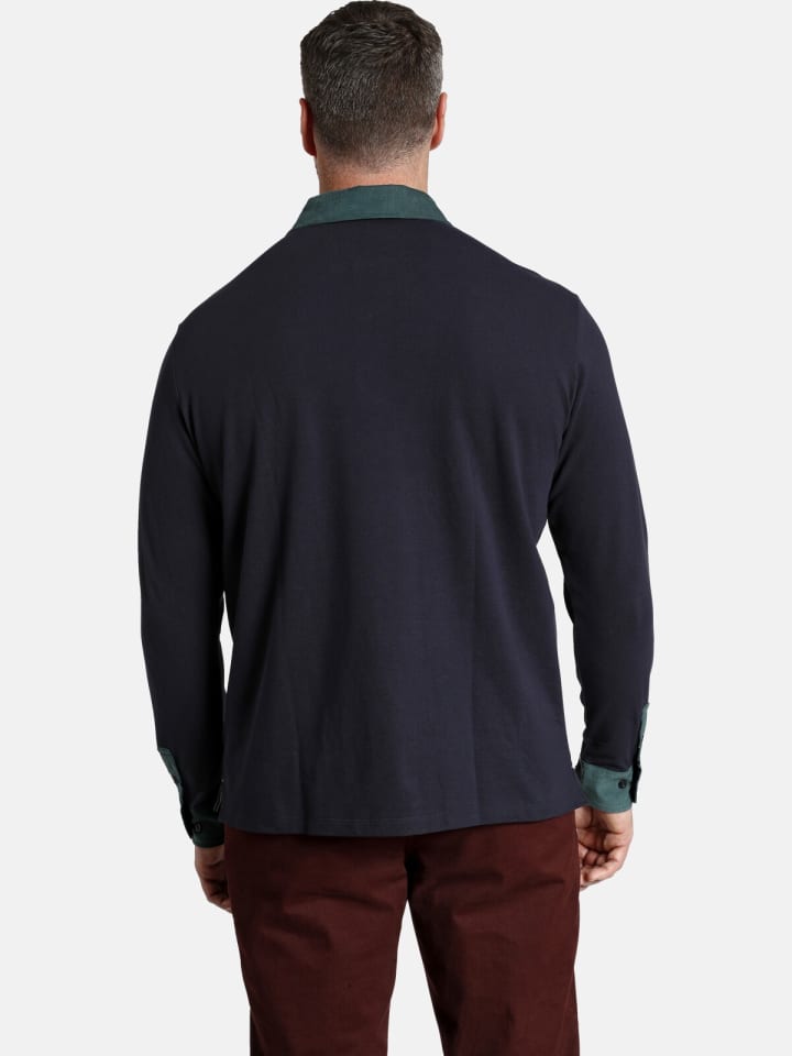 Charles Colby Langarm-Poloshirt DUKE BLAKE in dunkelblau günstig kaufen