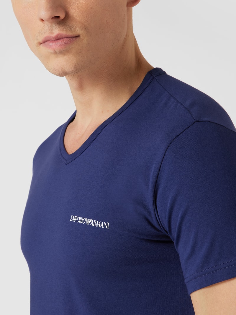 T-Shirt mit Label-Print im 2er-Pack in dunkelblau