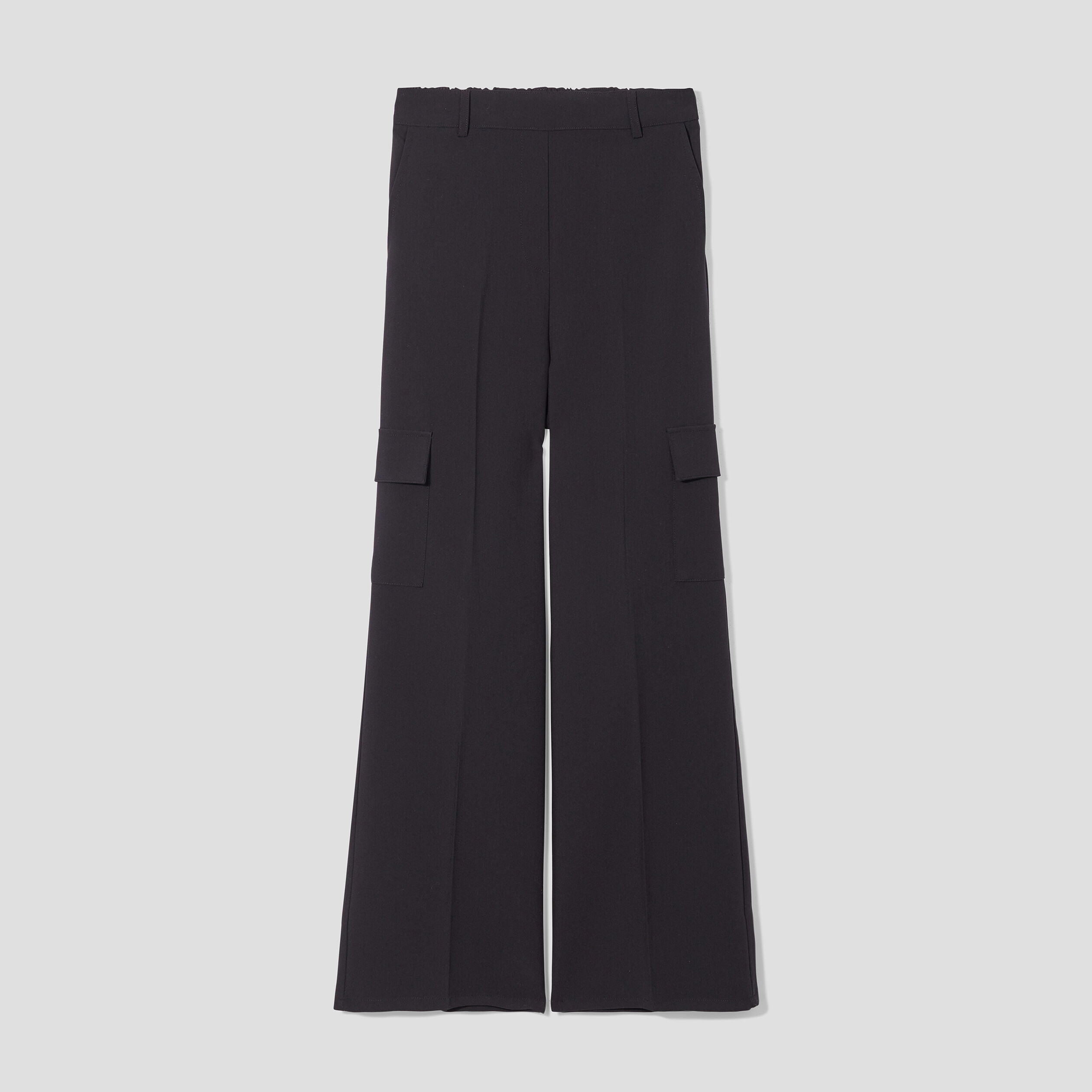 Pantalon large cargo à pinces noir femme | La Halle