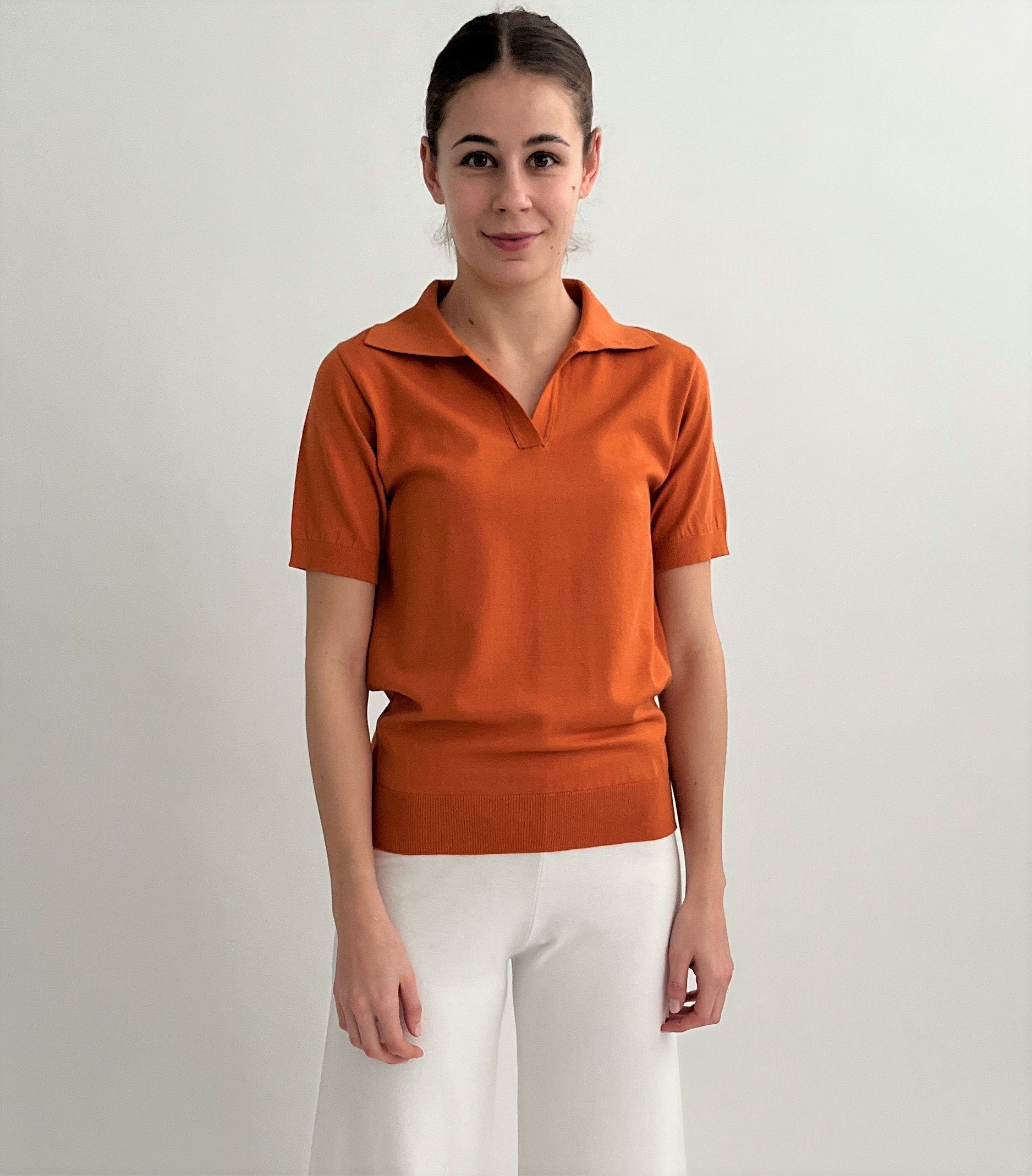 Zuckerwatte Polokragenpullover sportlicher 1/2 Arm Pullover aus Viskose Stretch