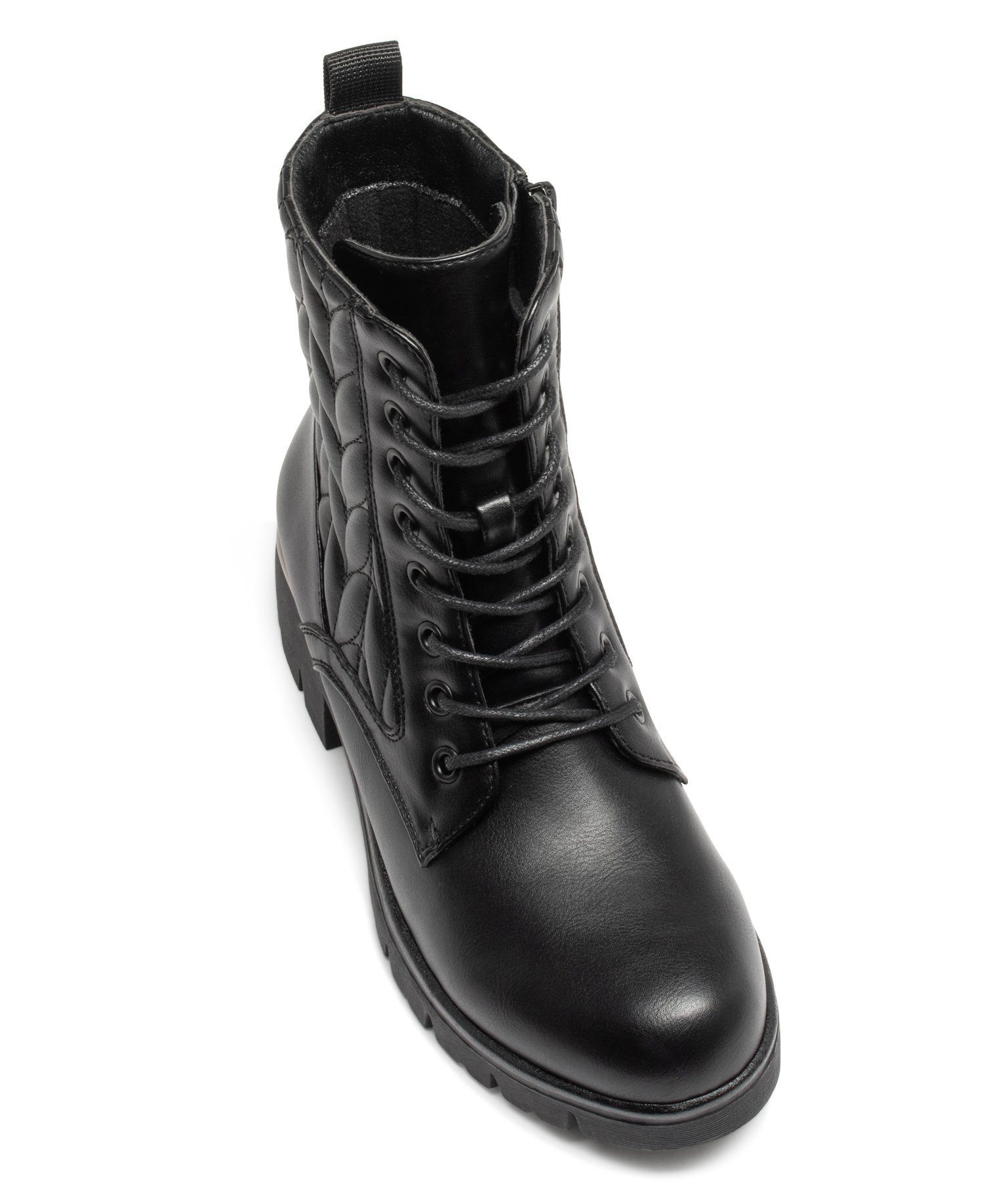Boots femme dessus uni et matelassé à semelle crantée noir | GEMO