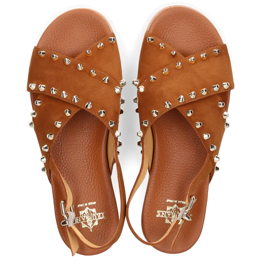 Truman's - Sandalen 9166 Veloursleder Nieten braun - braun