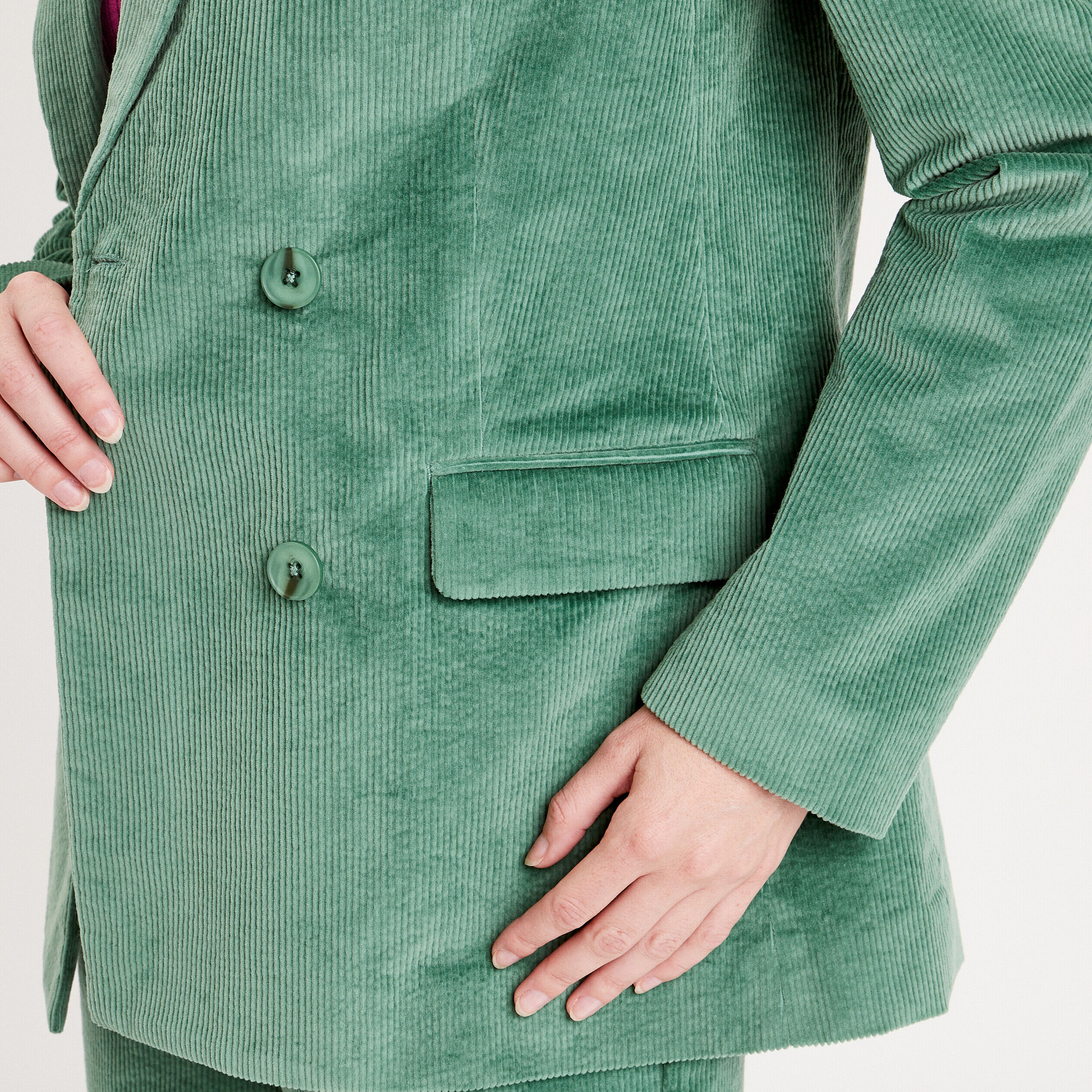 Veste blazer velours côtelé vert foncé femme | Cache Cache
