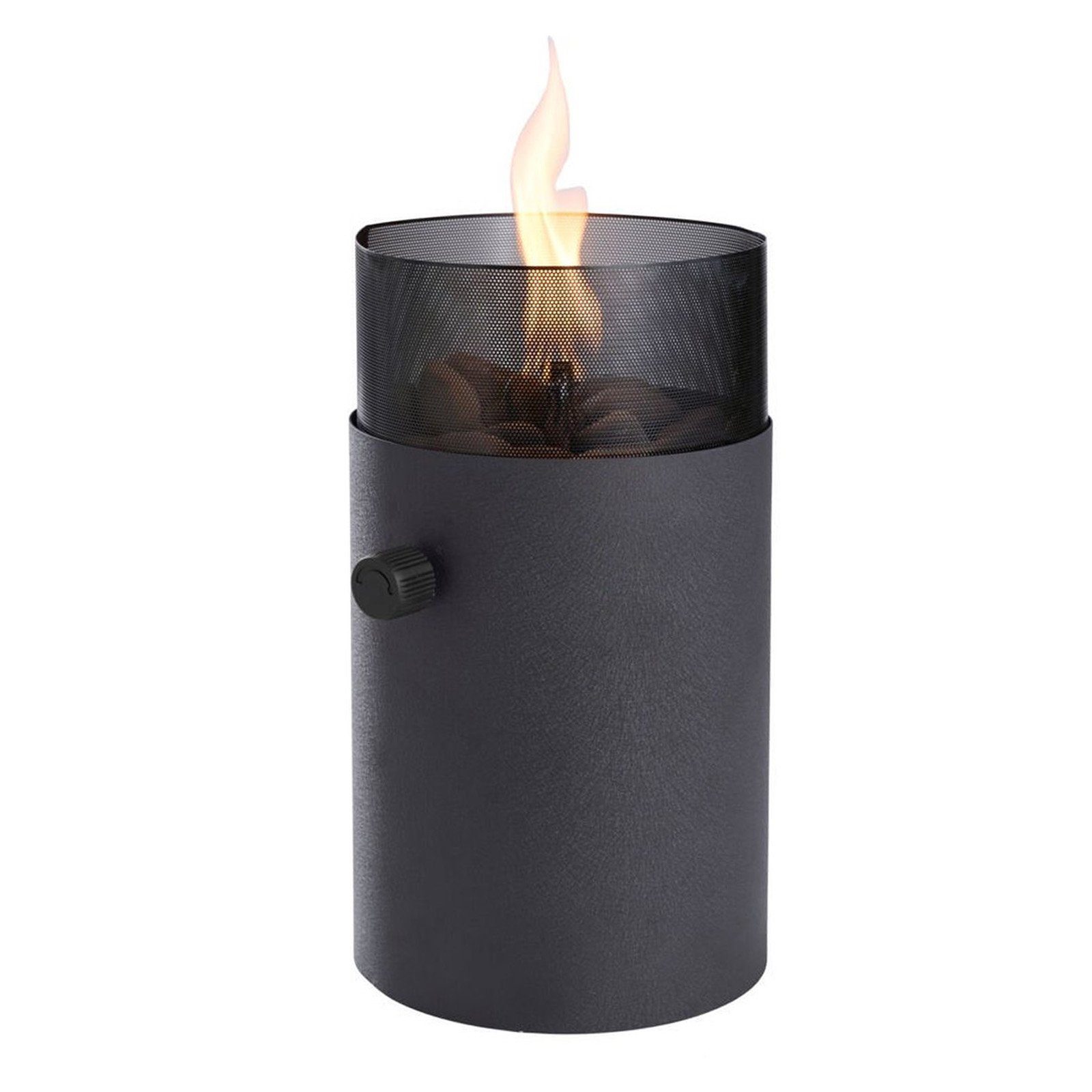 VOSSBACH Feuerstelle Deko Gaslaterne Gaslampe Gasleuchte Camping Balkon Gas Laterne, Outdoor Schwarz Ø 16 x 31cm