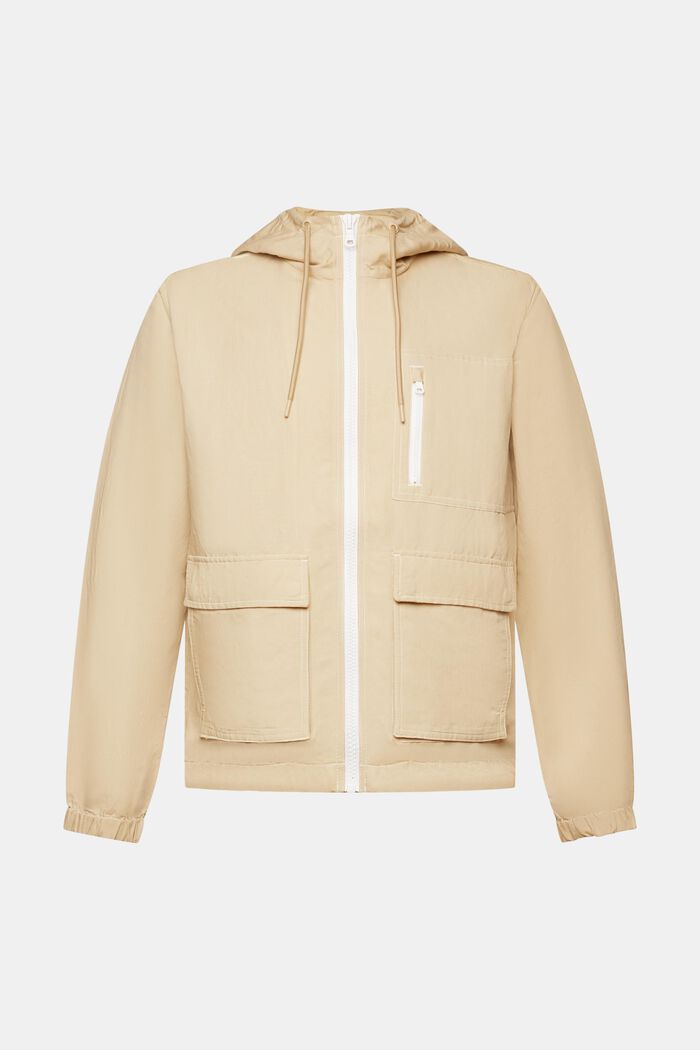 Übergangsjacke mit Kapuze, Leinenmix