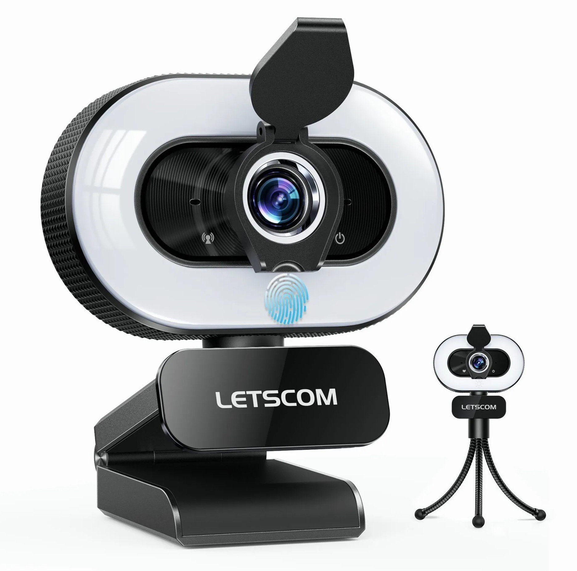 OKA 1080P Full HD Webcam mit 360° Drehung, USB Computer Kamera Full HD-Webcam (mit Mikrofon, T3601, Schwarz)