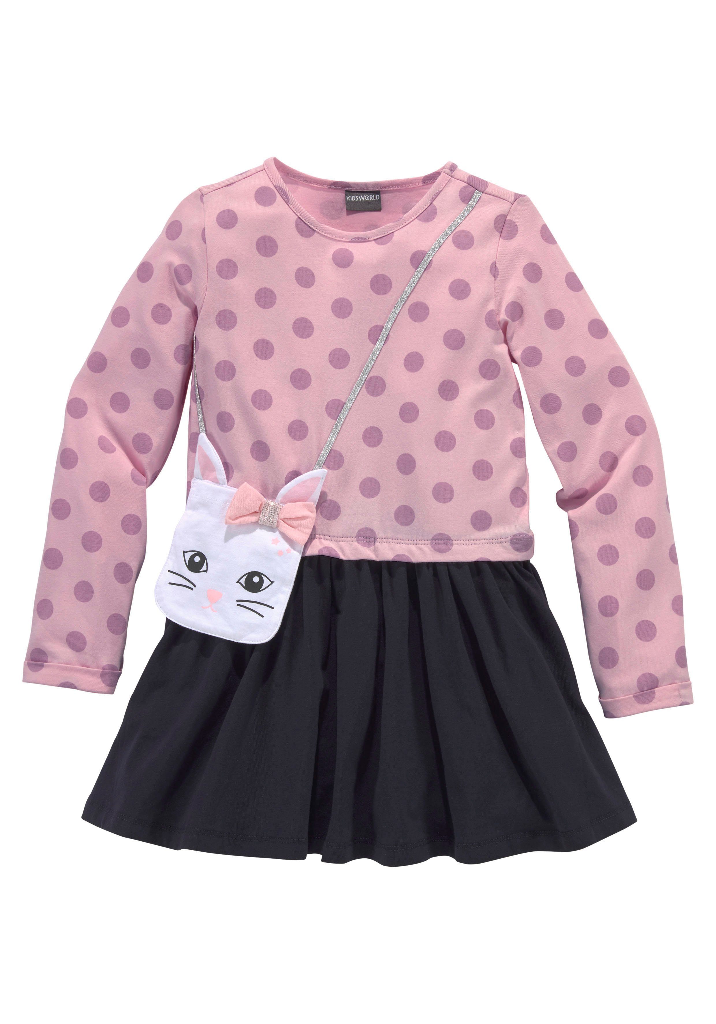 KIDSWORLD Jerseykleid mit appliziertem Glitzerband und kleiner Tasche