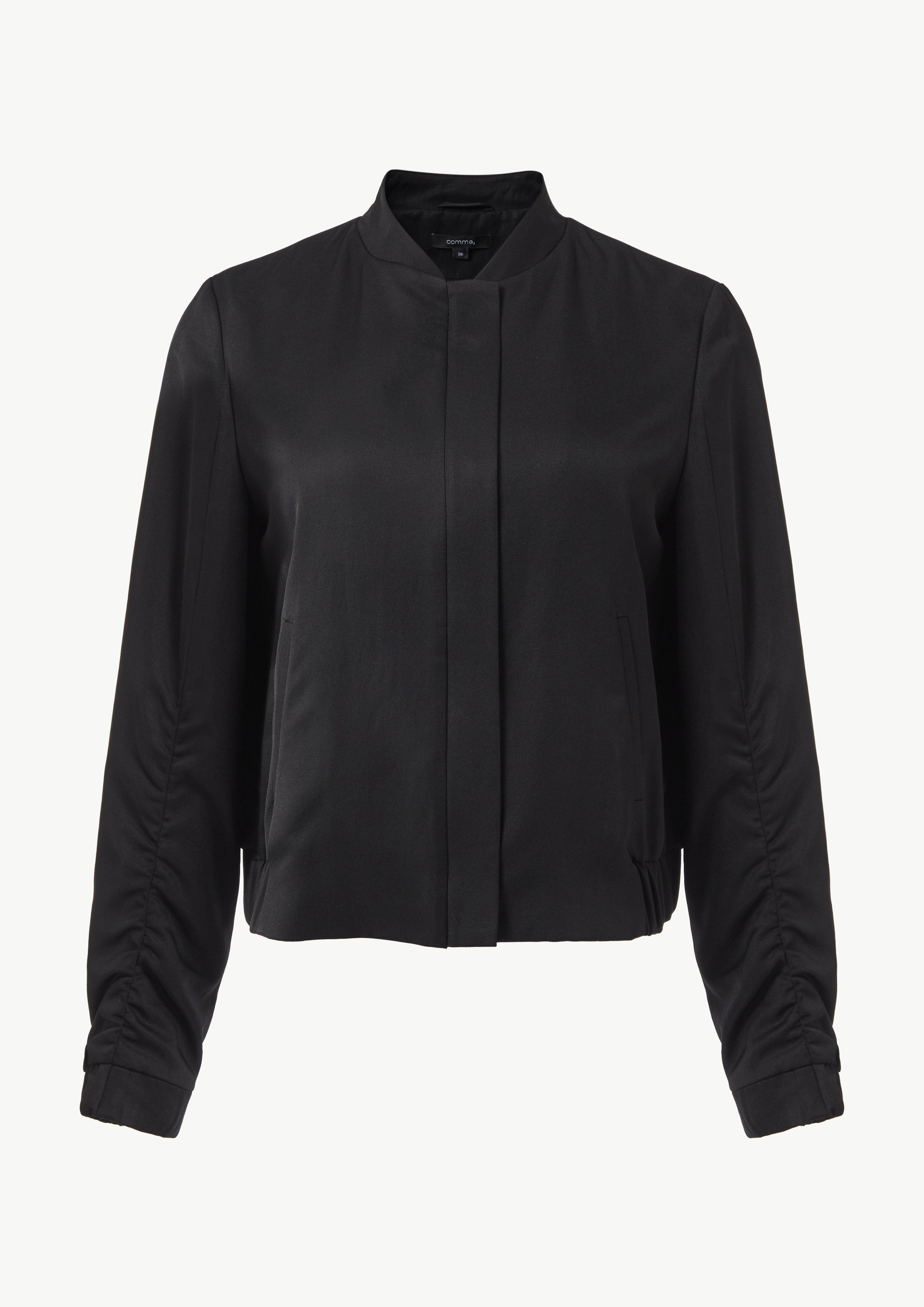 Blouson mit Raffungsdetails am Ärmel - schwarz