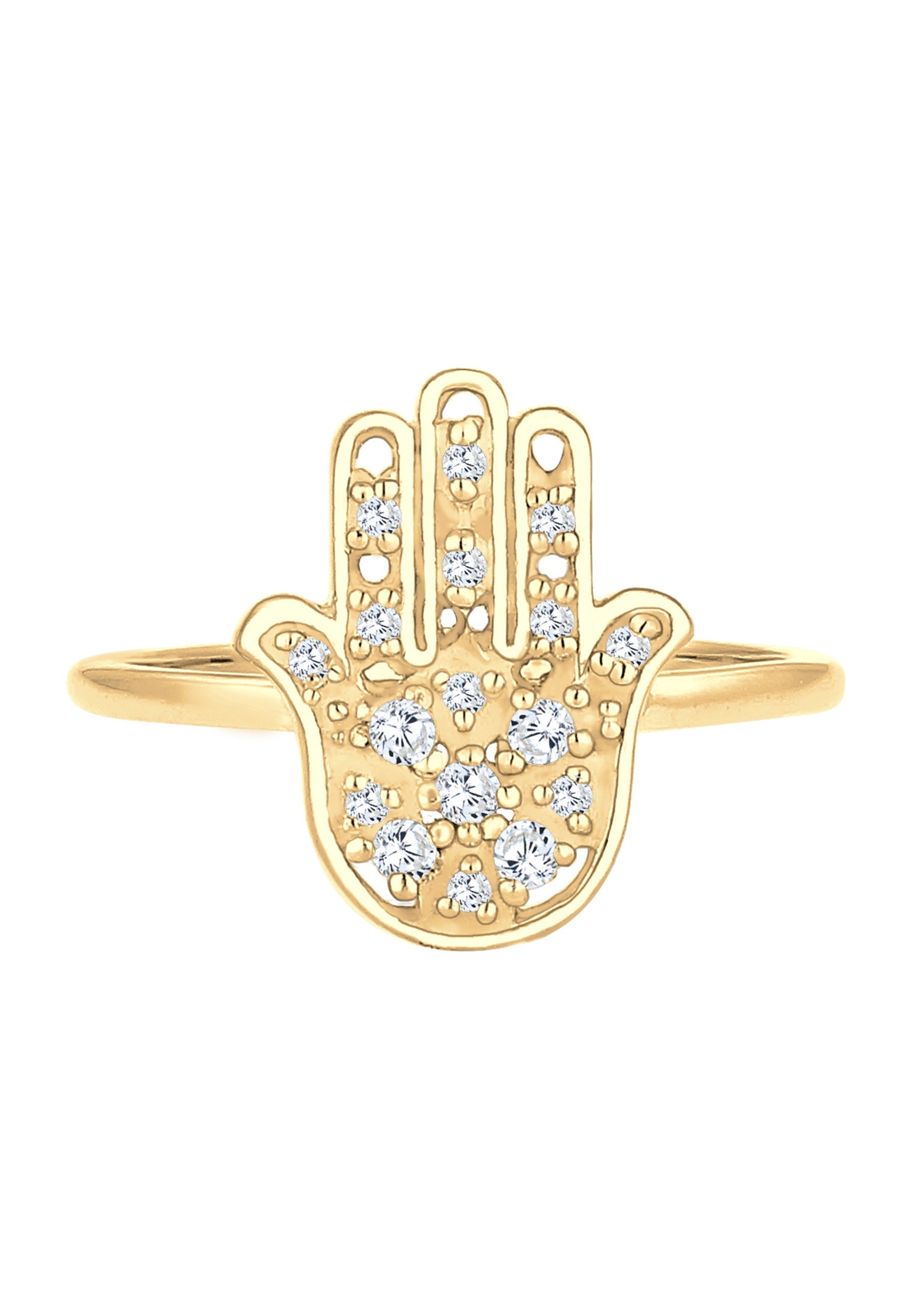 Inel de damă Elli La Main Hamsa Karma cu cristale de zirconiu - Argint (925/1000)