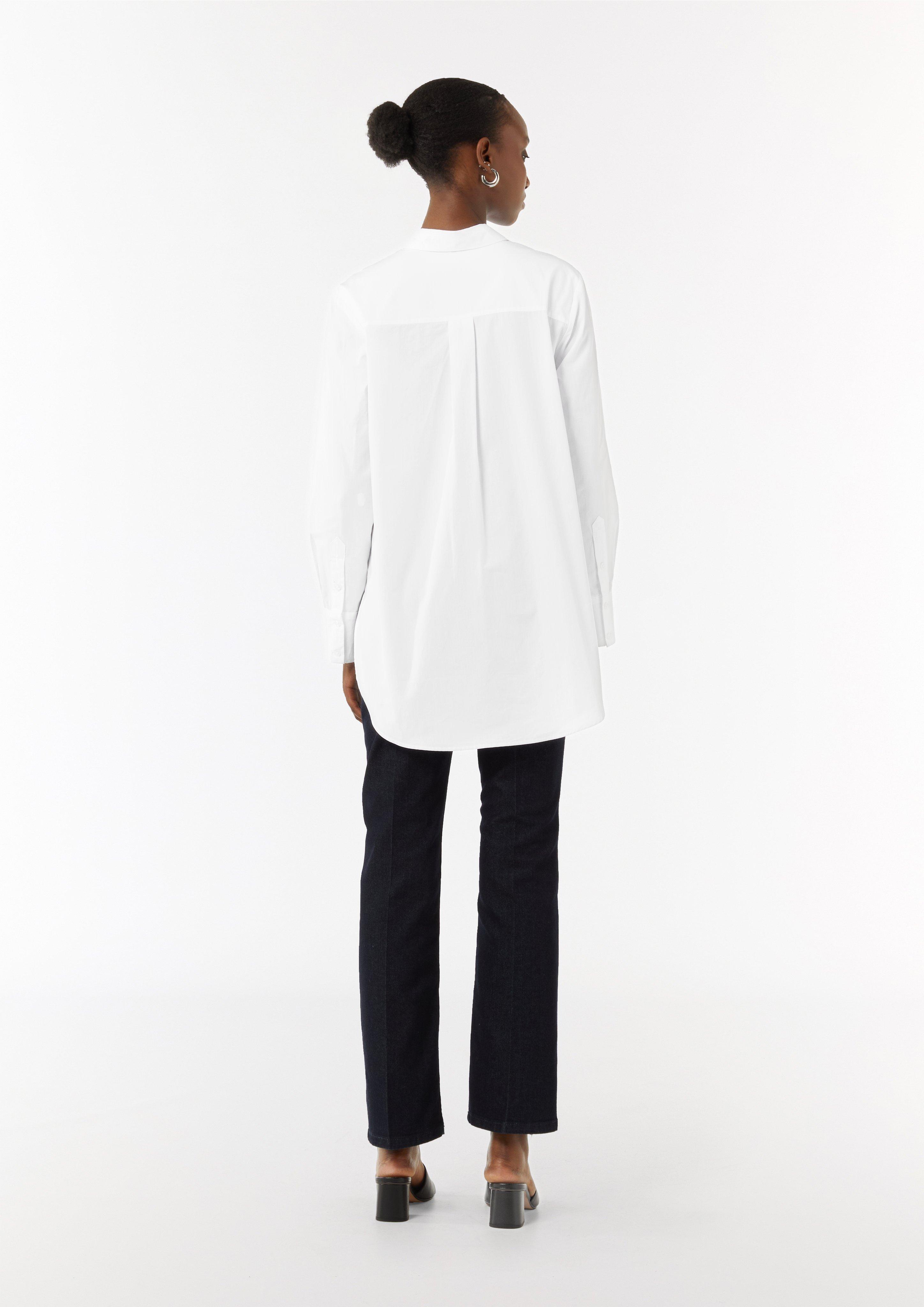 Longbluse aus Popeline im Loose Fit - weiß