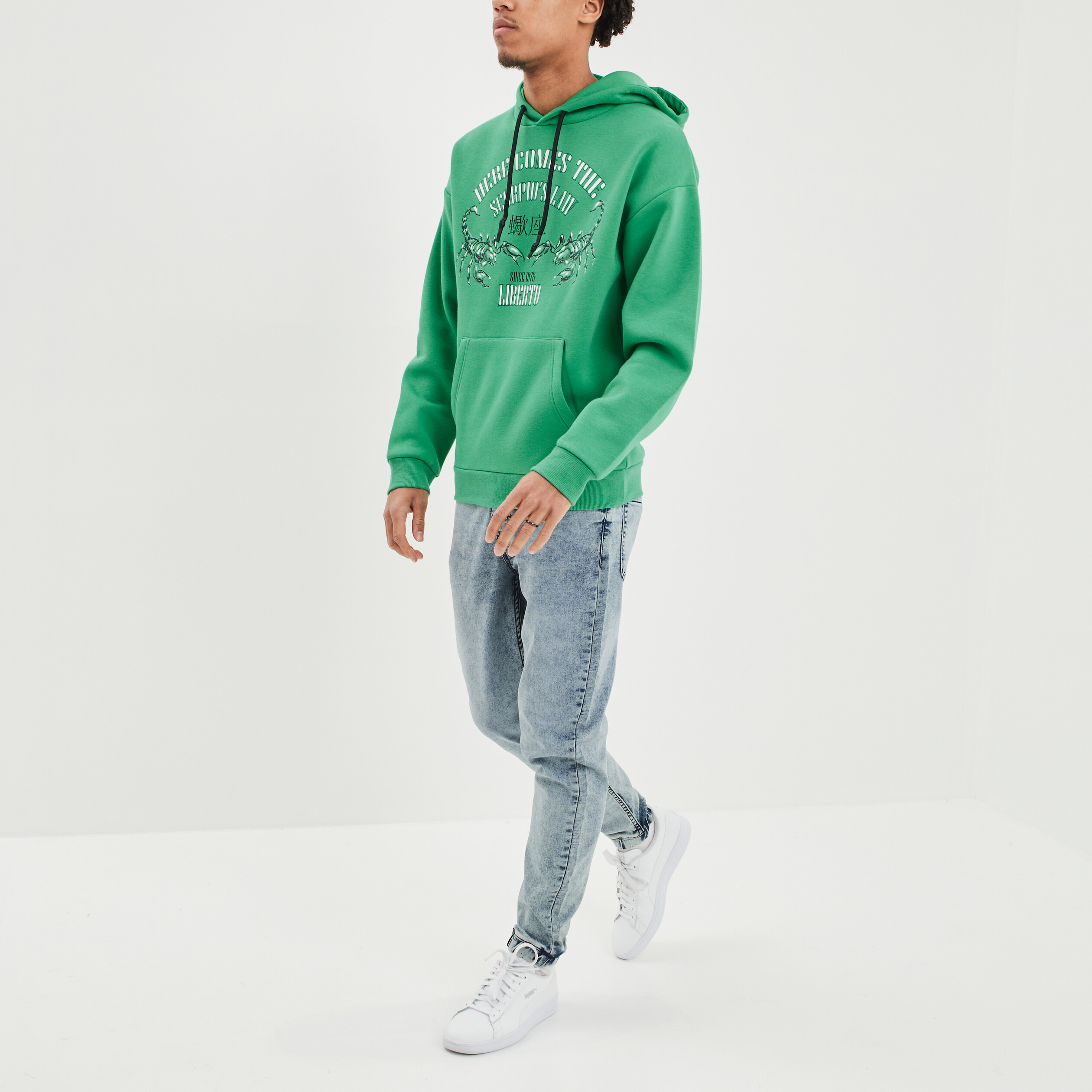 Sweat à capuche hoodie vert homme | La Halle