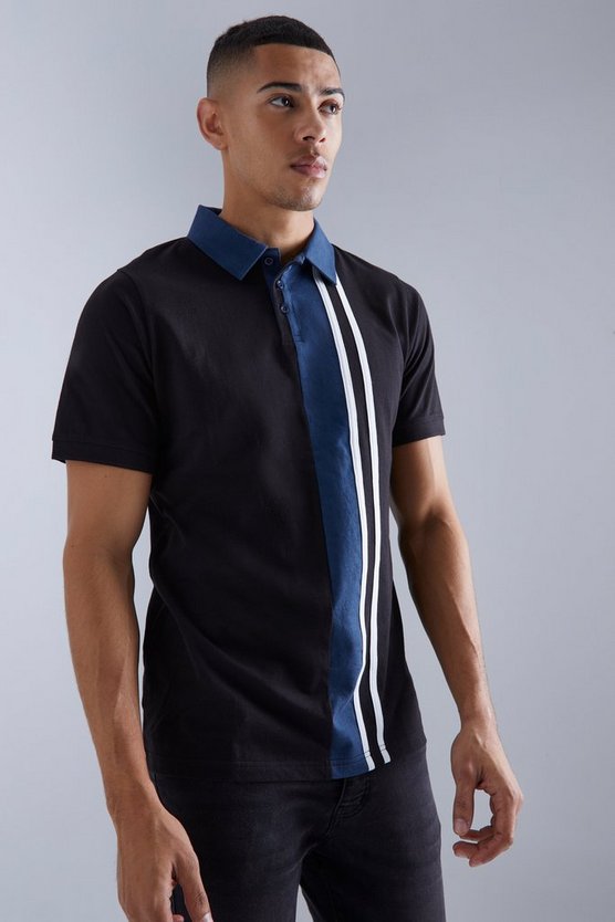 Colour Block Striped Polo