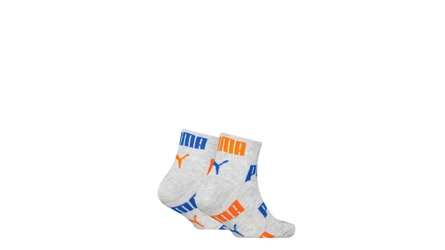 PUMA Kinder Kurzsocken AOP Quarter 2er Pack grey mélange / blue / orange