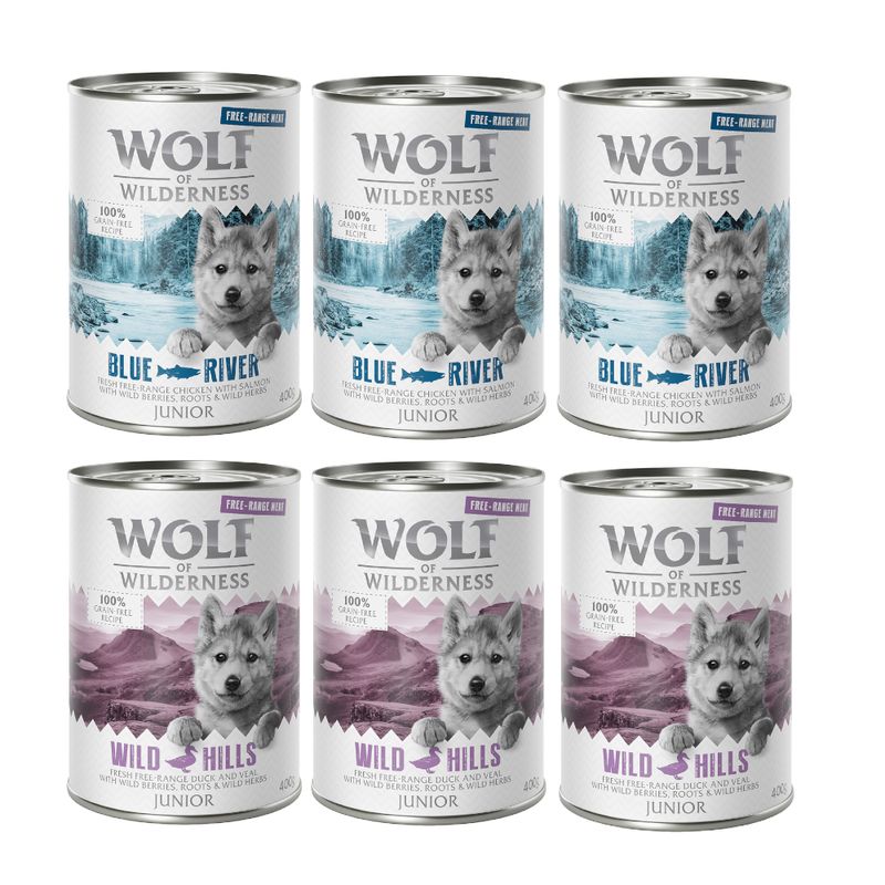 Sparpaket Wolf of Wilderness Freiland-Fleisch Junior 12 x 400 g