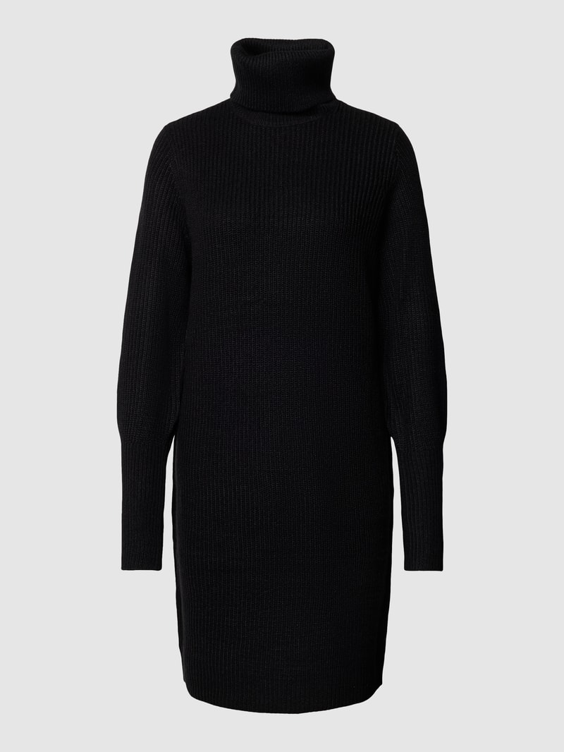 Knielanges Strickkleid mit Rollkragen Modell 'LOU' in schwarz