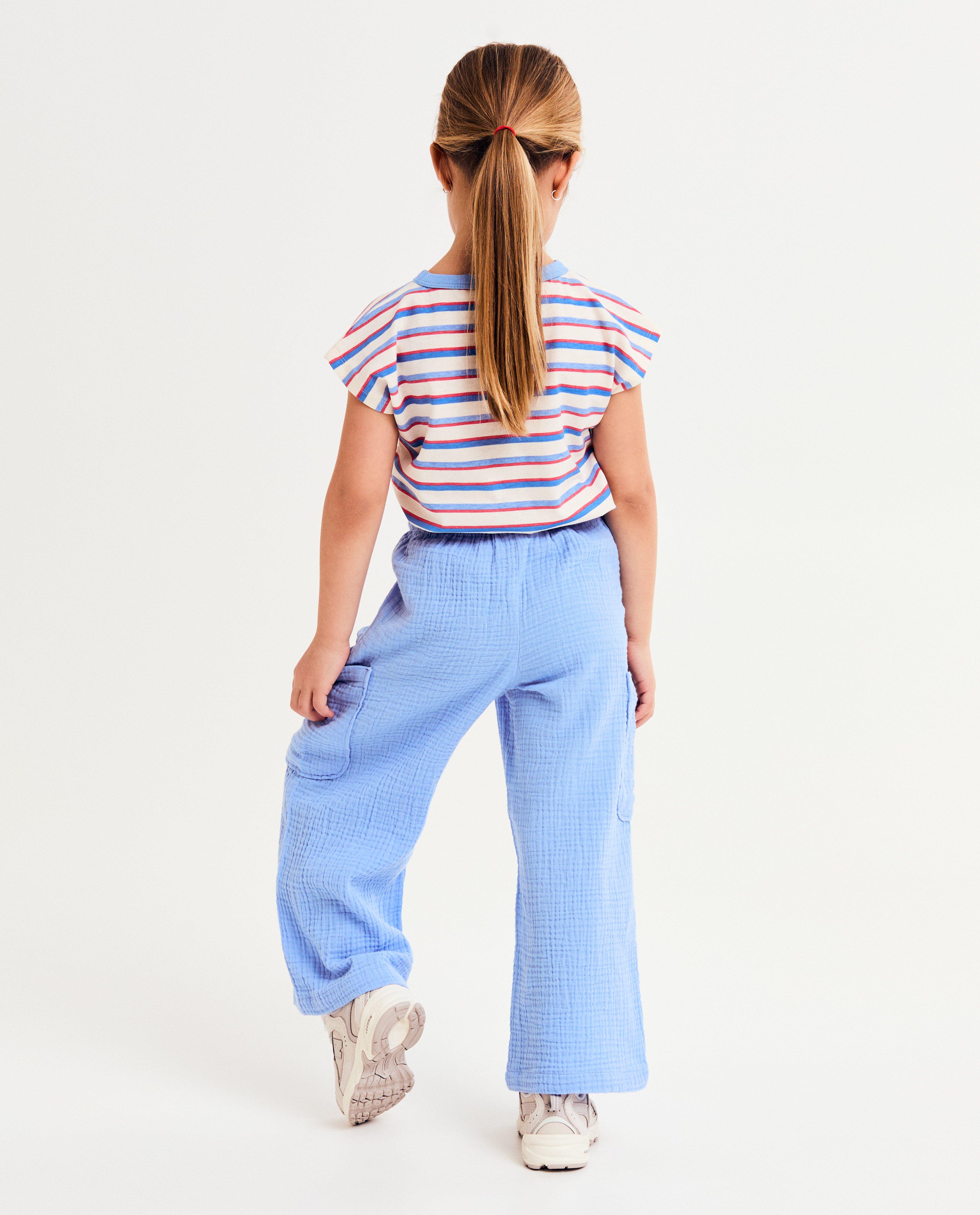 Pantaloni Tetra Besties, croială largă, albastru deschis