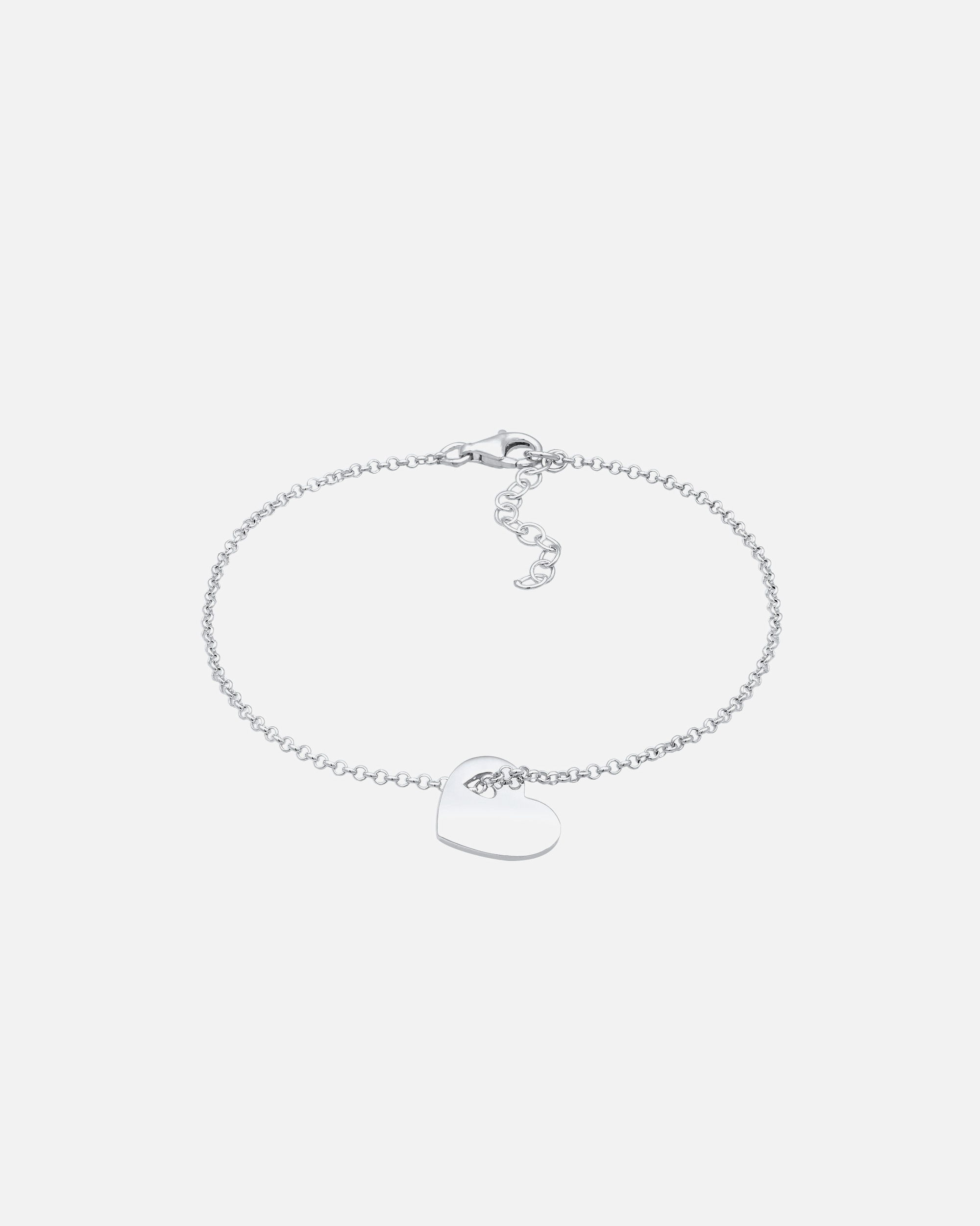 Elli Heart Pendant Bracelet for Women, 925 Sterling Silver