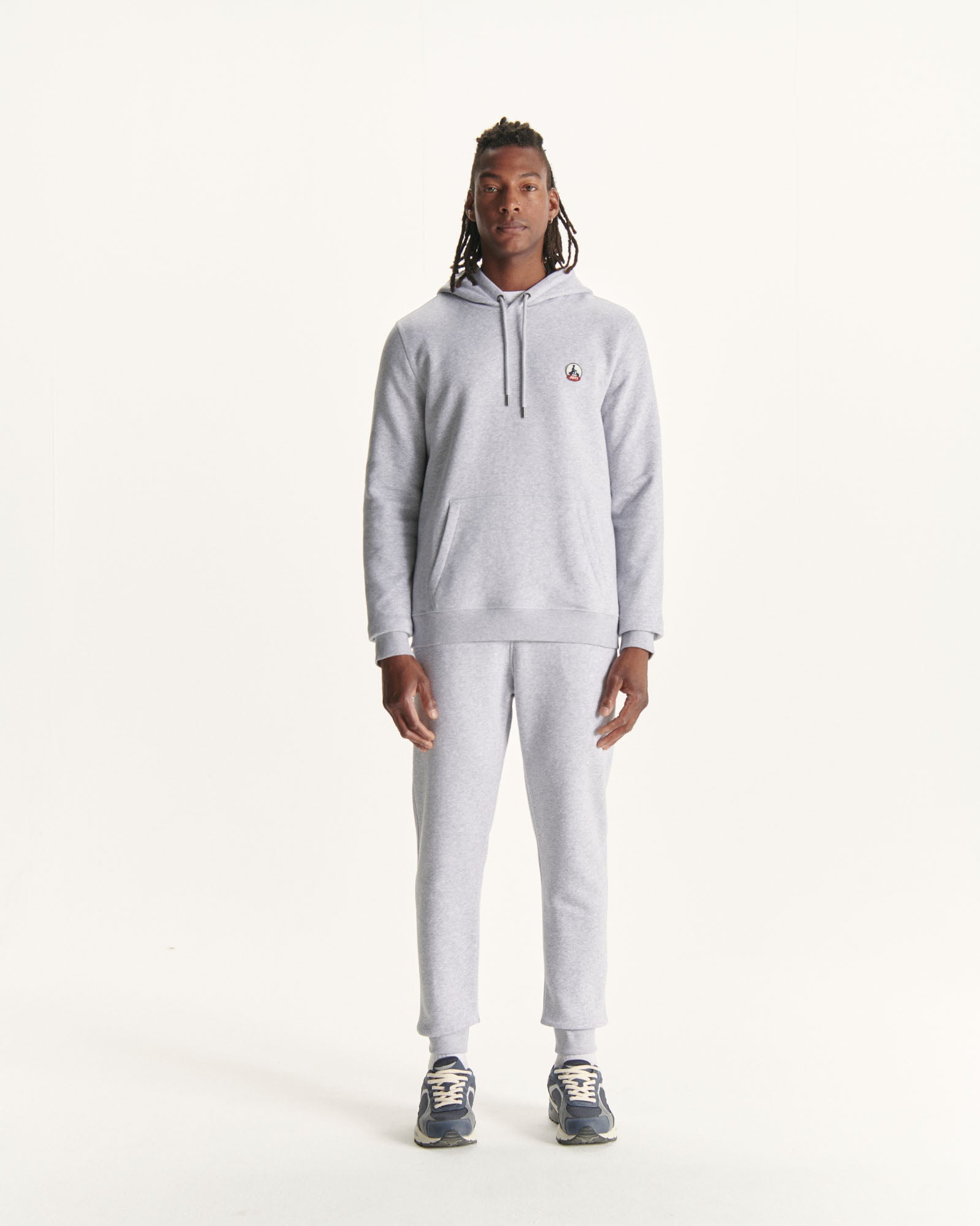 Sweat à capuche homme en coton biologique Gris chiné Mataro