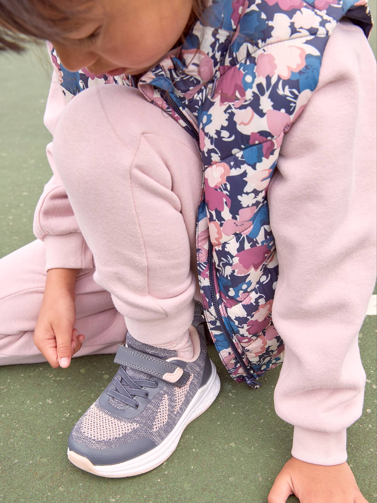 Baskets de sport éco-responsables fille gris/rose