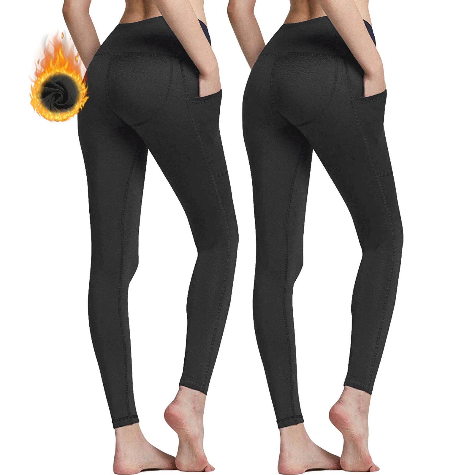 MEETYOO Funktionshose Damen Funktionshose Base Layer Sport Leggings (Trainingshosen Outdoorhosen Thermoleggings, Winter Sport, Yoga, Running, Hose) Push Up