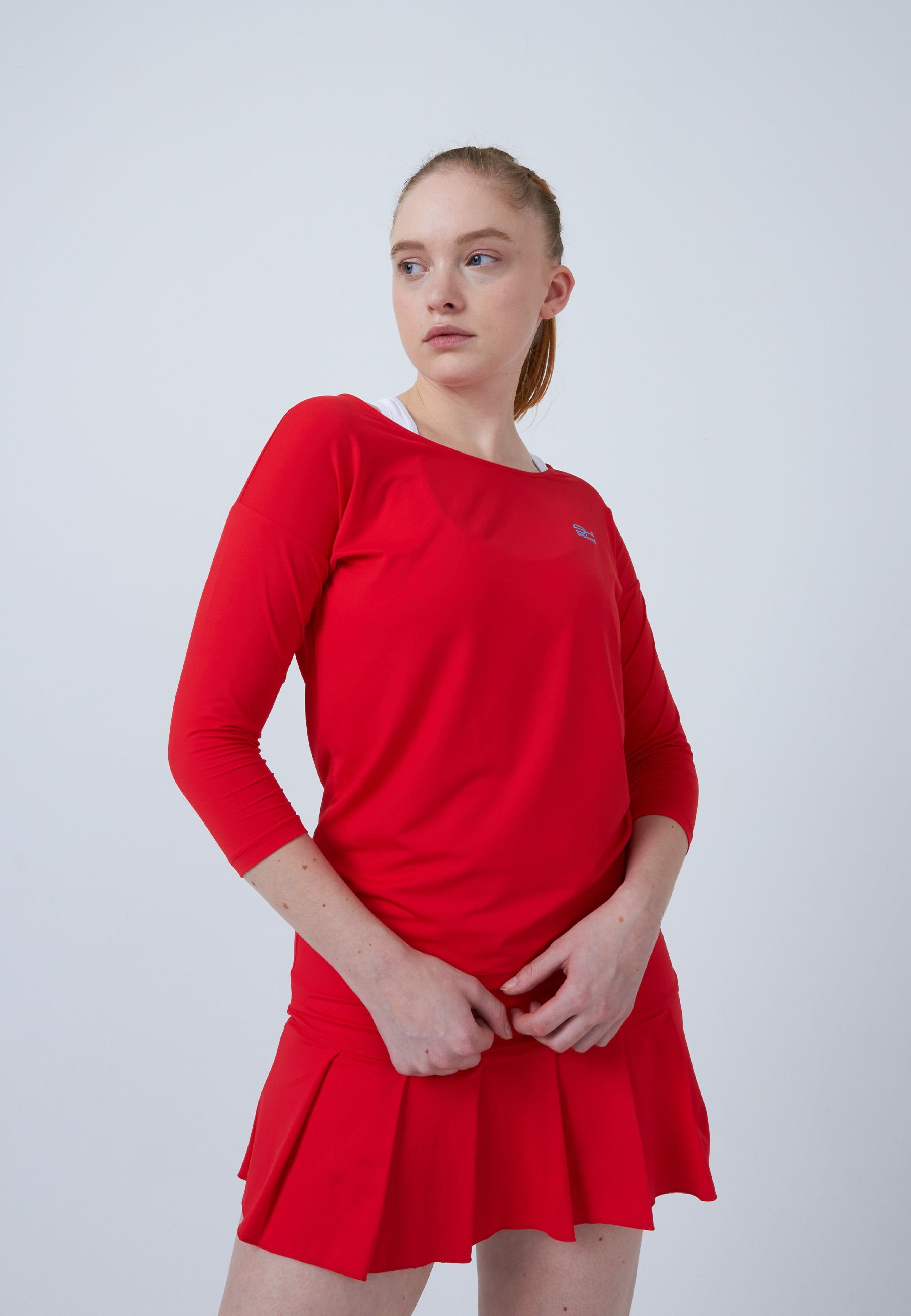 SPORTKIND Funktionsshirt Tennis 3/4 Loose Fit Shirt Mädchen & Damen rot