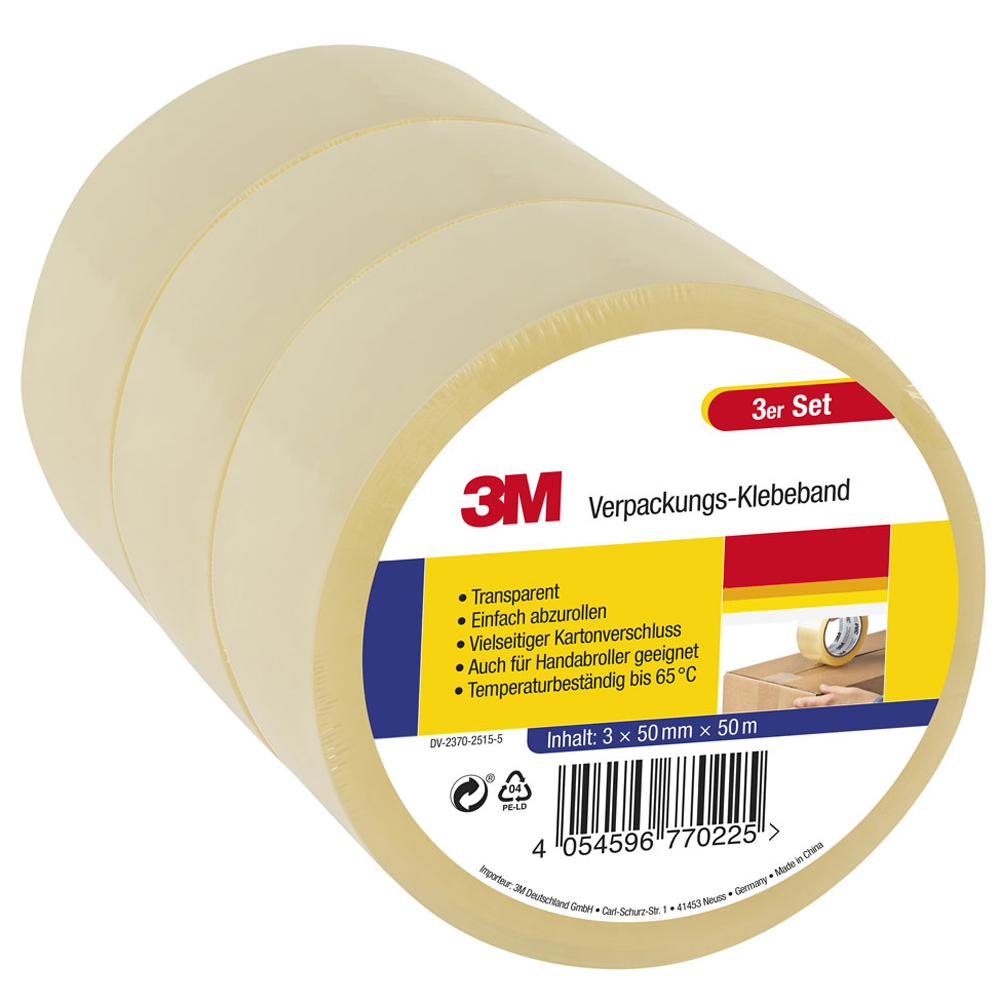 3M Verpackungs-Klebeband, Transparent - 3er-Set