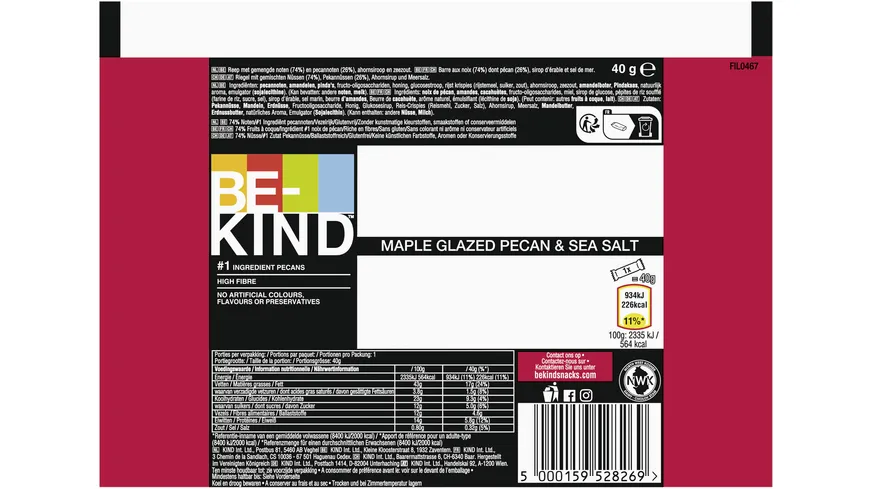 BE-KIND® Maple Glazed Pecan & Sea Salt 40 g