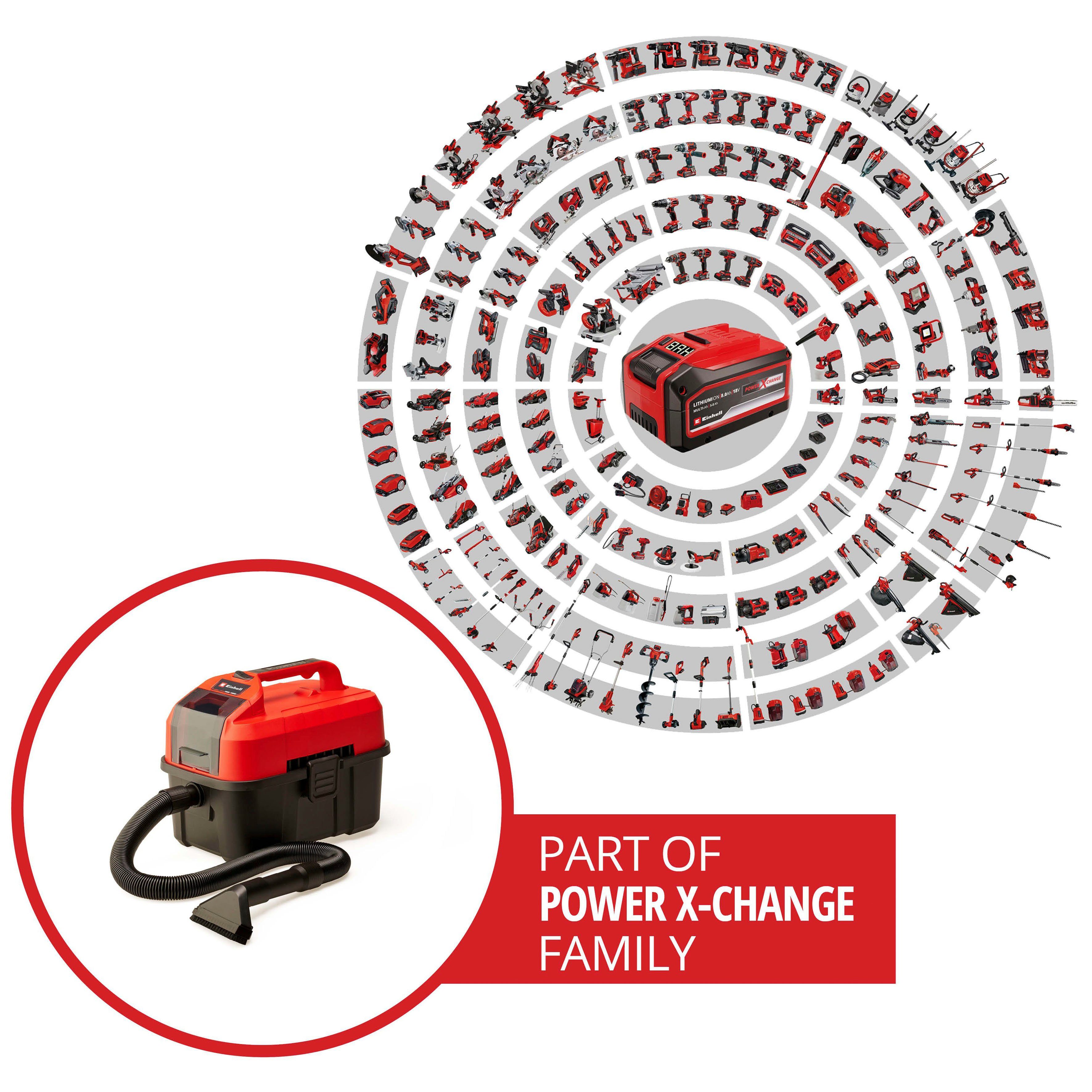 Einhell Nass-Trocken-Akkusauger TE-VC 18/10 Li-Solo, 900 W, mit Beutel, Power X-Change, ohne Akku und Ladegerät