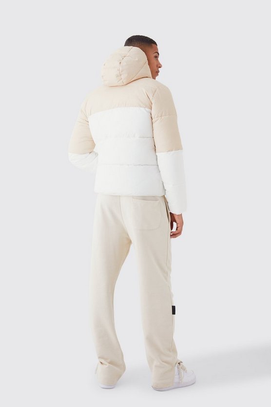 Man Colorblock Steppjacke mit Kapuze
