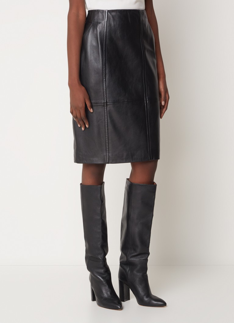 Jupe crayon midi en agneau HUGO BOSS Seleni avec poches latérales