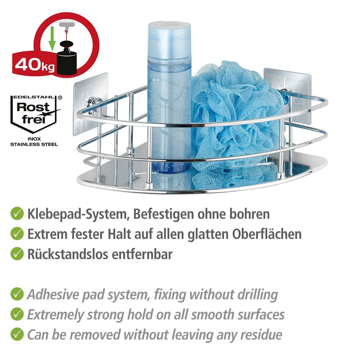 WENKO Eckregal Turbo-Loc Quadro, 1 Ablage