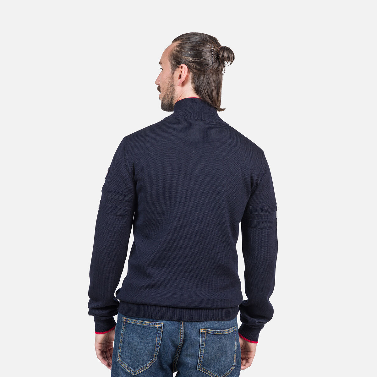 Herrenstrickpullover mit halbem Reißverschluss