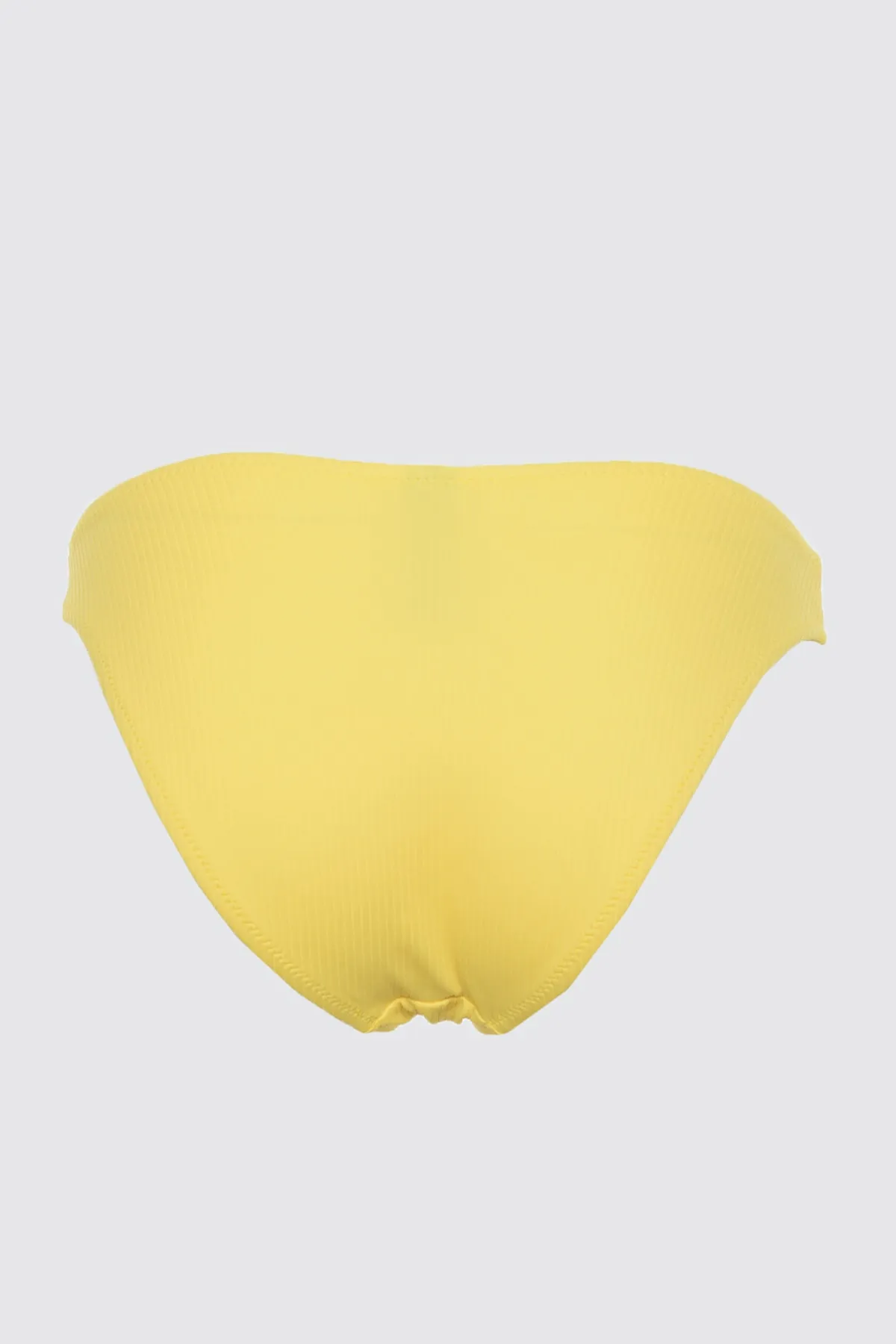 Trendyol Collection  Gelbe strukturierte Bikinihose mit V-Ausschnitt und hohem Beinausschnitt TBESS21BA0014