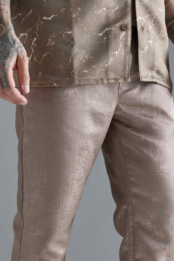 Strukturierte Slim-Fit Hose mit elastischem Bund