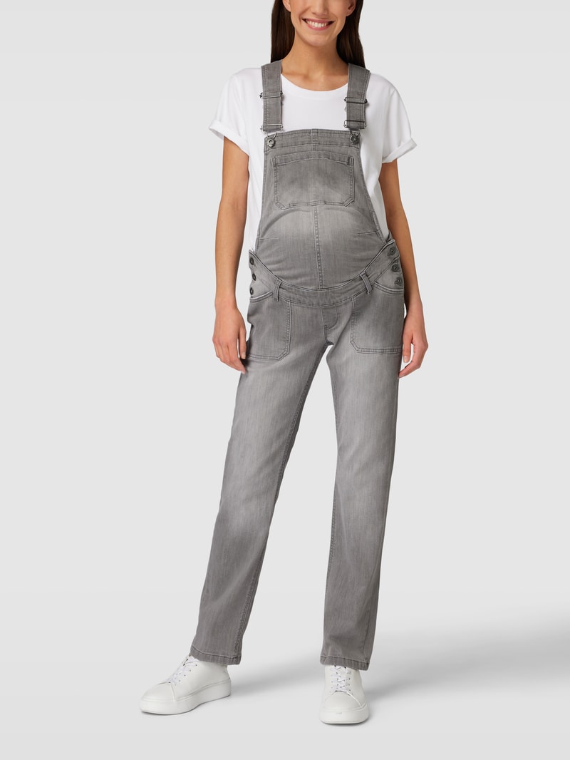 Umstands-Latzhose in Jeans-Optik in hellgrau