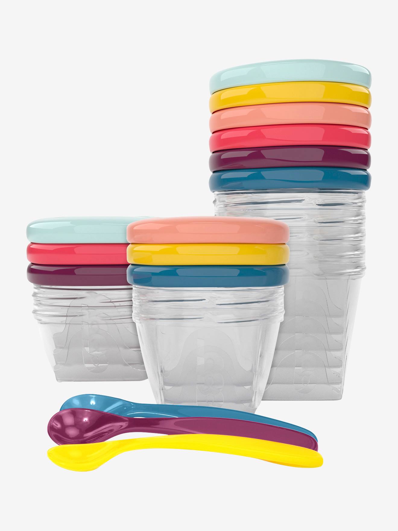 Ensemble de 12 boîtes hermétiques + 3 cuillères souples BABYMOOV Babybols Multi Set multicolore