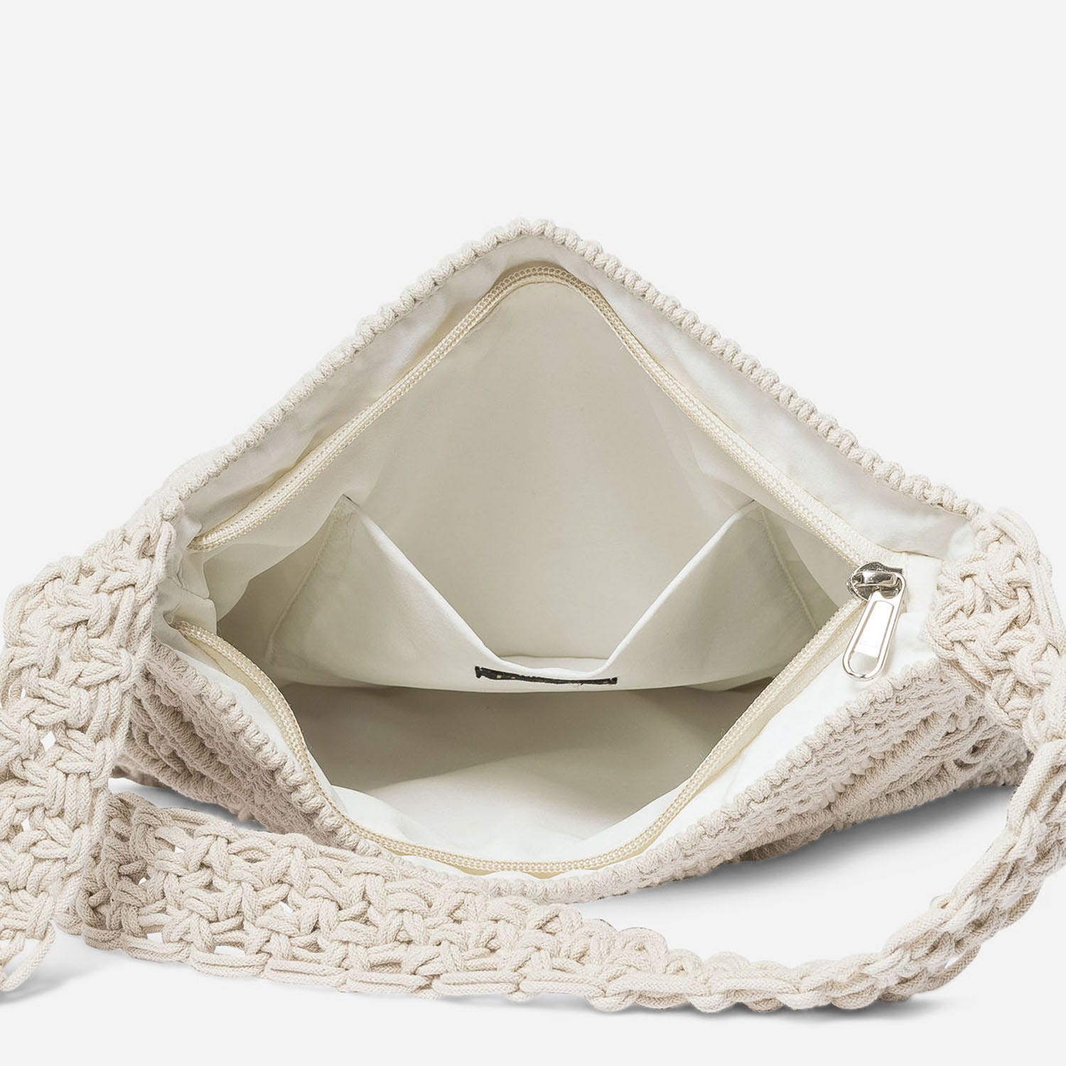 Sac bandoulière TEXTO beige en macramé