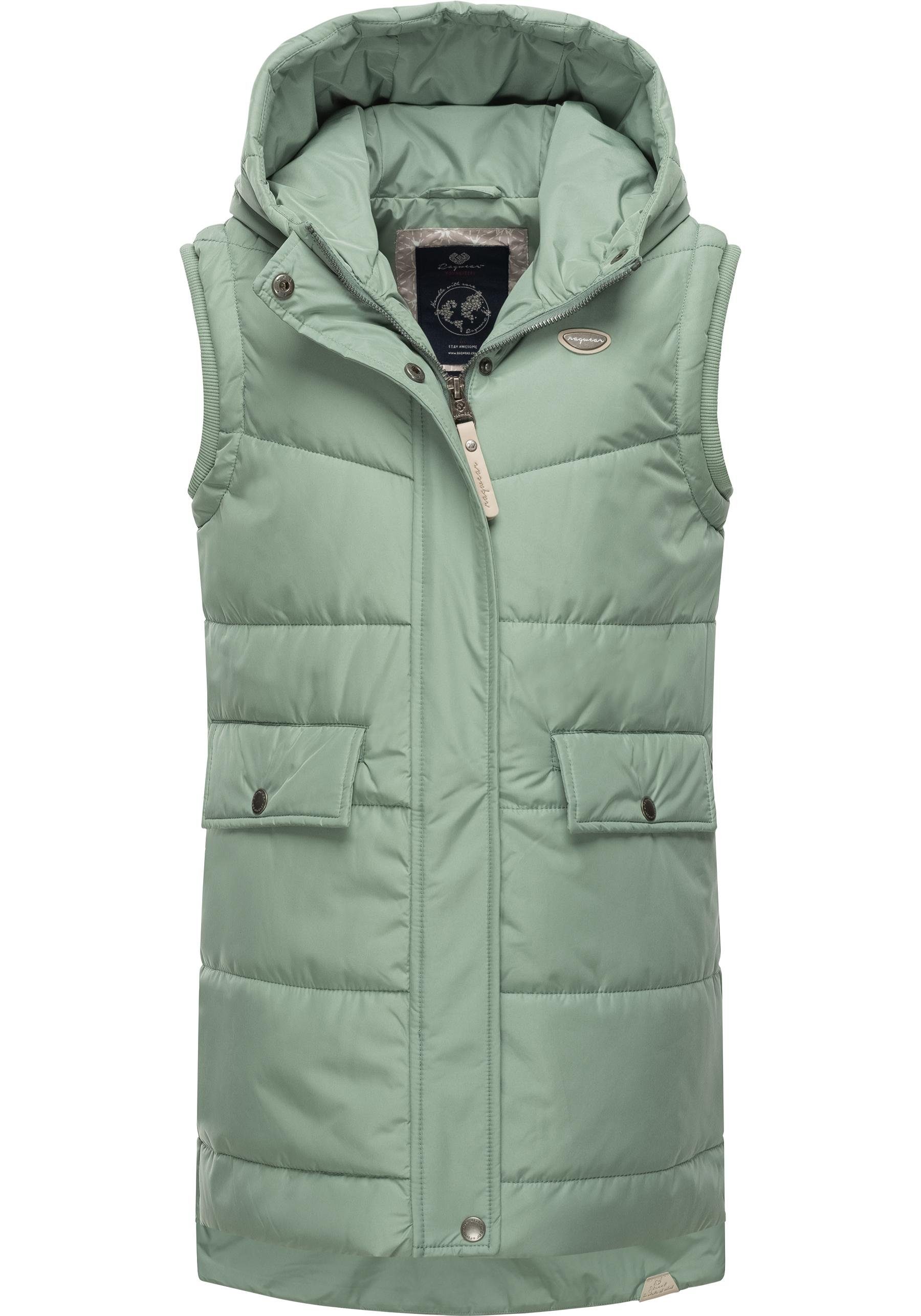 Ragwear Steppweste Amalca sportliche Outdoor-Weste mit Kapuze