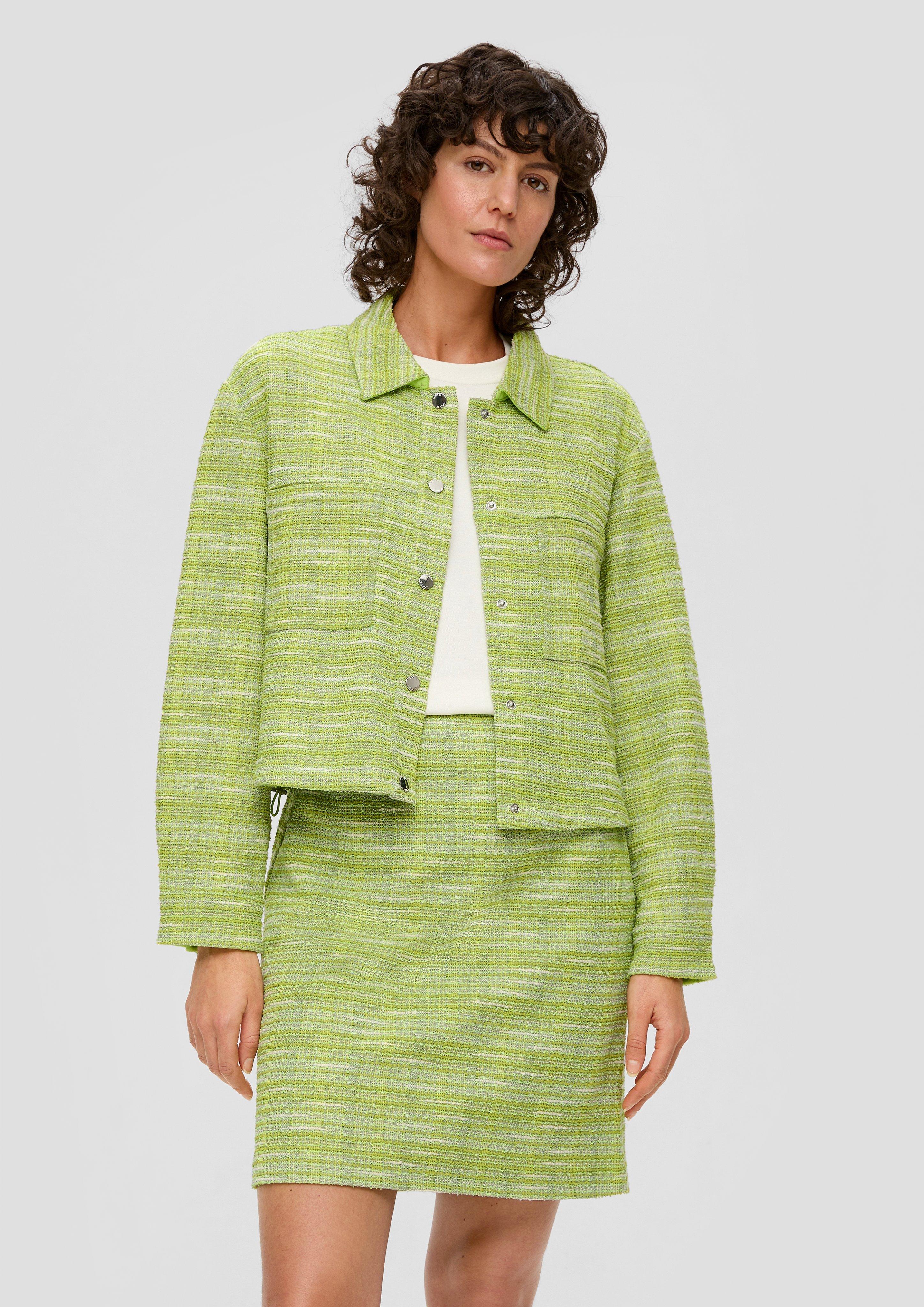 Kastige Bouclé-Jacke mit Durchzugkordel  2141095-7423