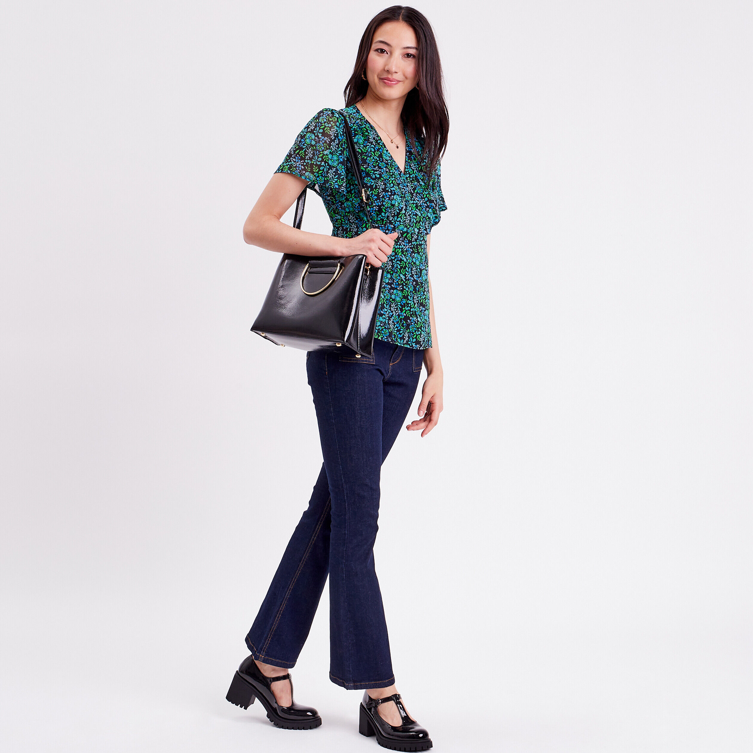 Blouse manches courtes vert femme | Cache Cache