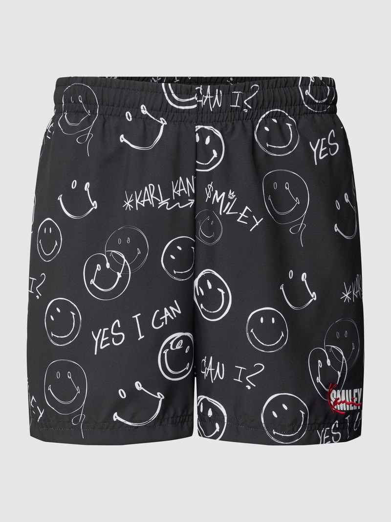 Badehose mit Allover-Muster in schwarz