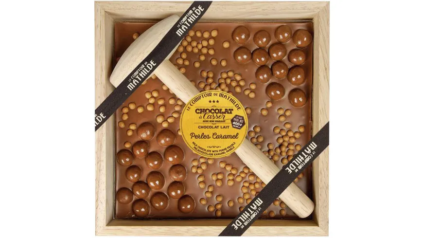 Le Comptoir de Mathilde Milchschokoladentafel mit Holzhammer 400 g
