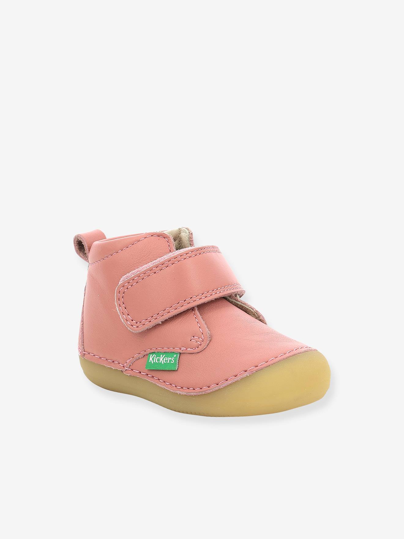 Bottillons cuir bébé fille Sabio KICKERS® 1ers pas rose antique