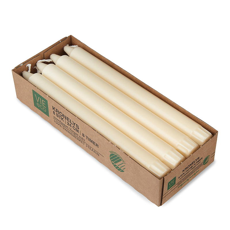 Vie Eco Kronelys 8-pk 24 cm eco elfenben